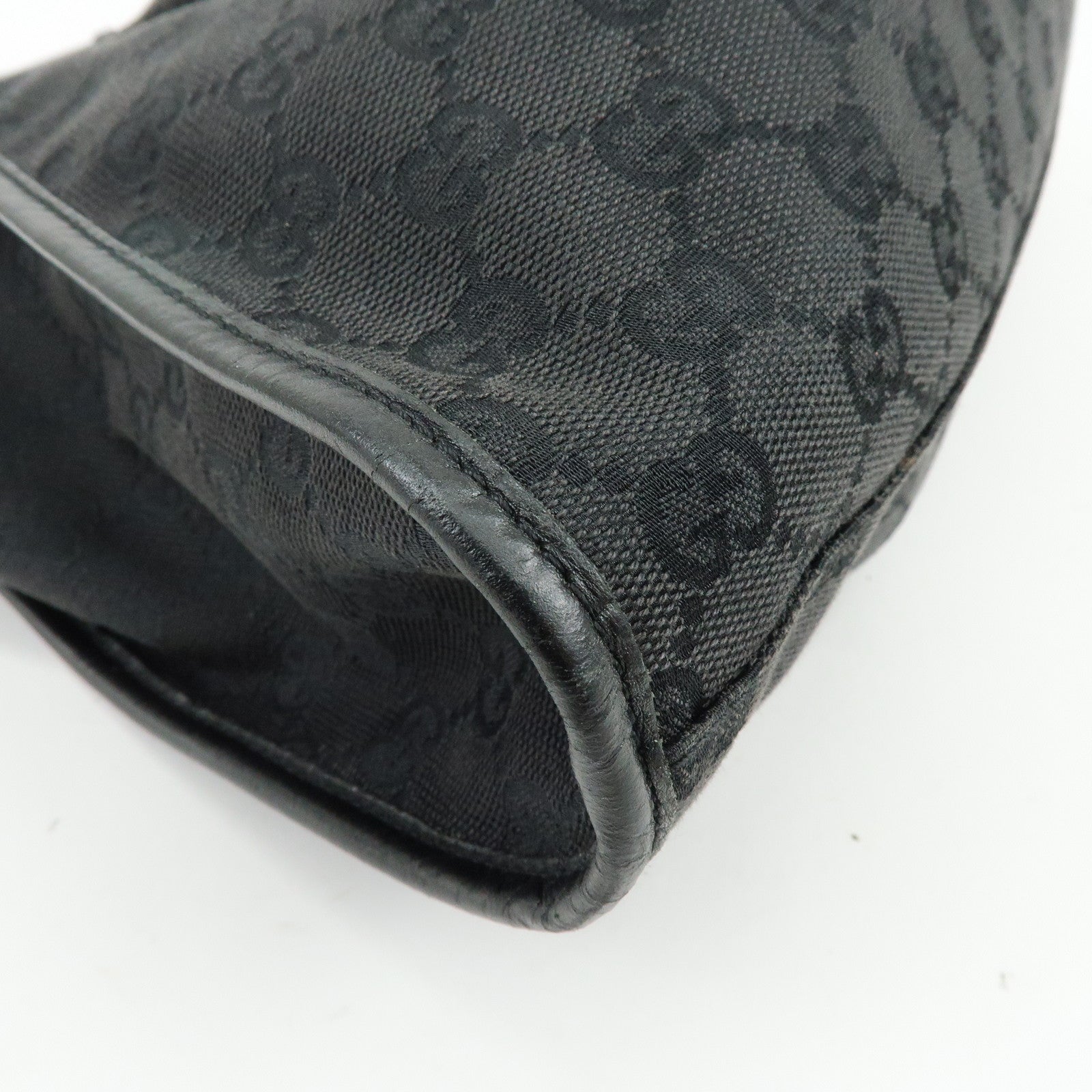 GUCCI GG Monogram Canvas Leather Tote Bag Hand Bag Black 76554