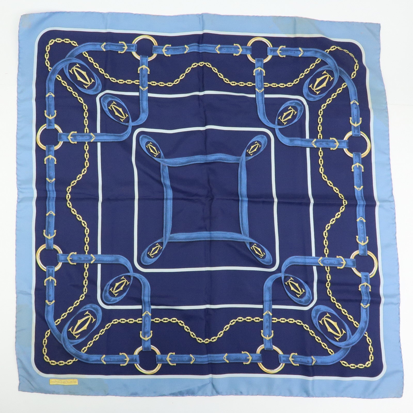 CELINE LOEWE Cartier YSL Silk 100% Scarf Lot Navy Blue Pink