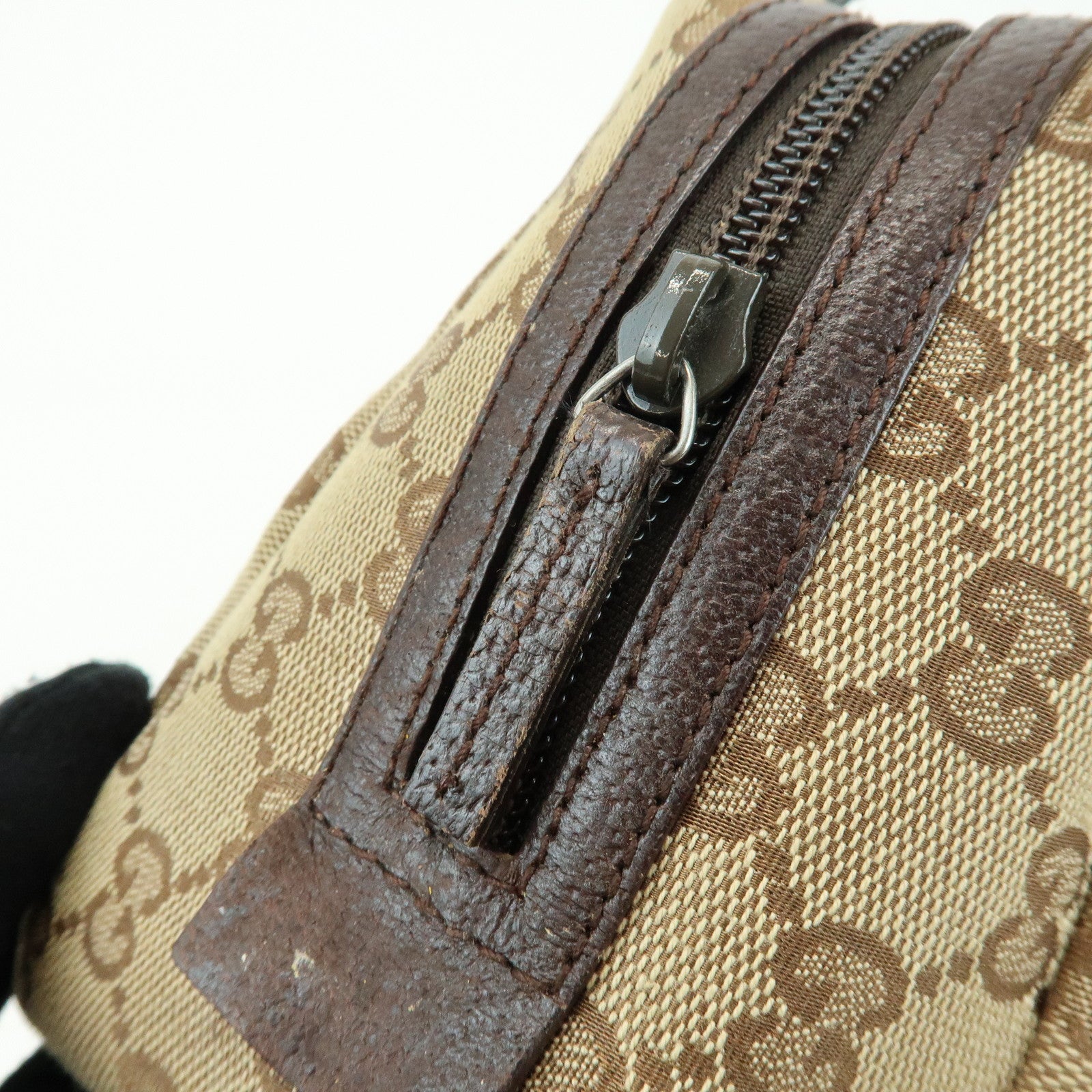 GUCCI GG Canvas Leather Hand Bag Mini Boston Bag Beige Brown 124542