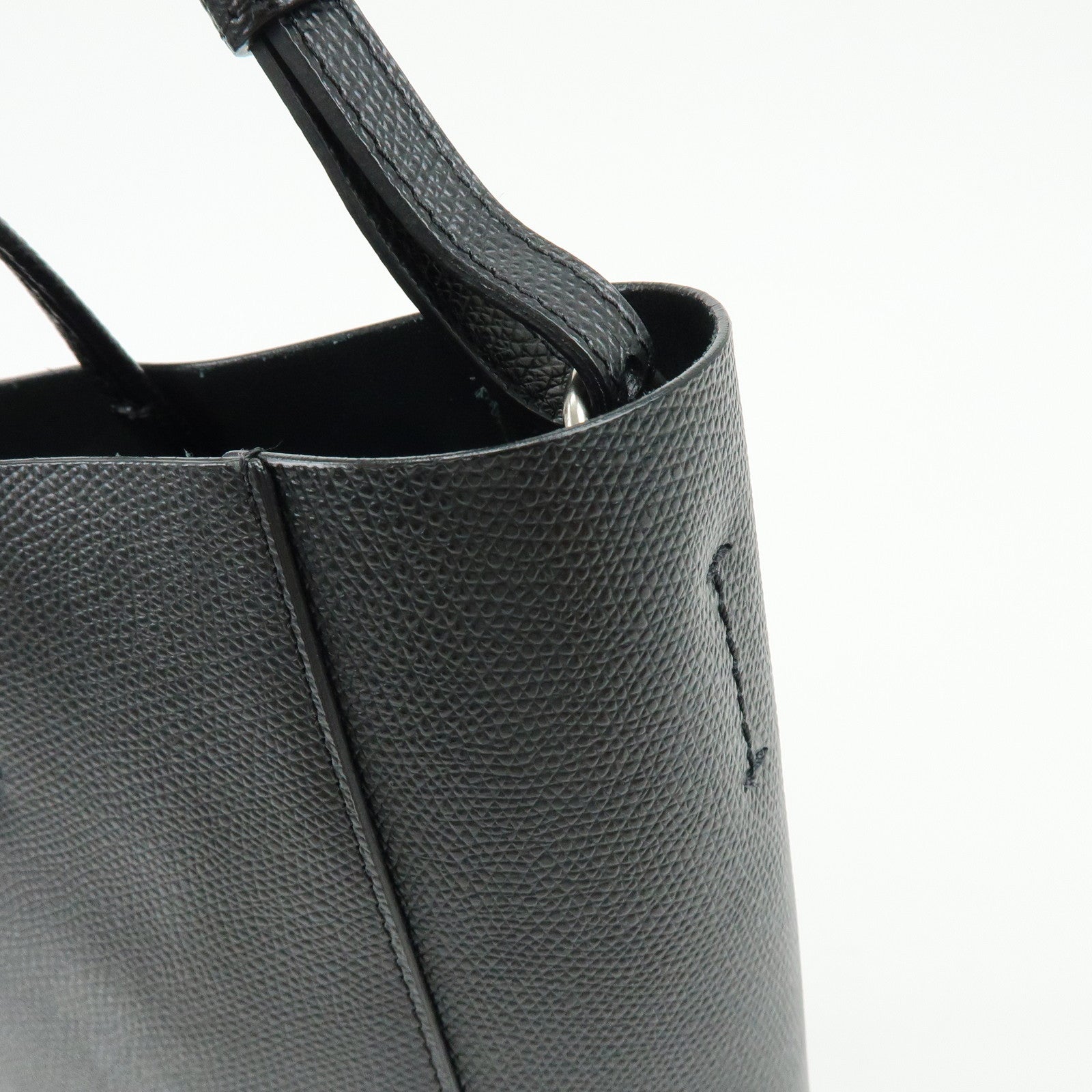 CELINE Vertical Cabas Leather 2Way Bag Hand Bag Shoulder Bag Black