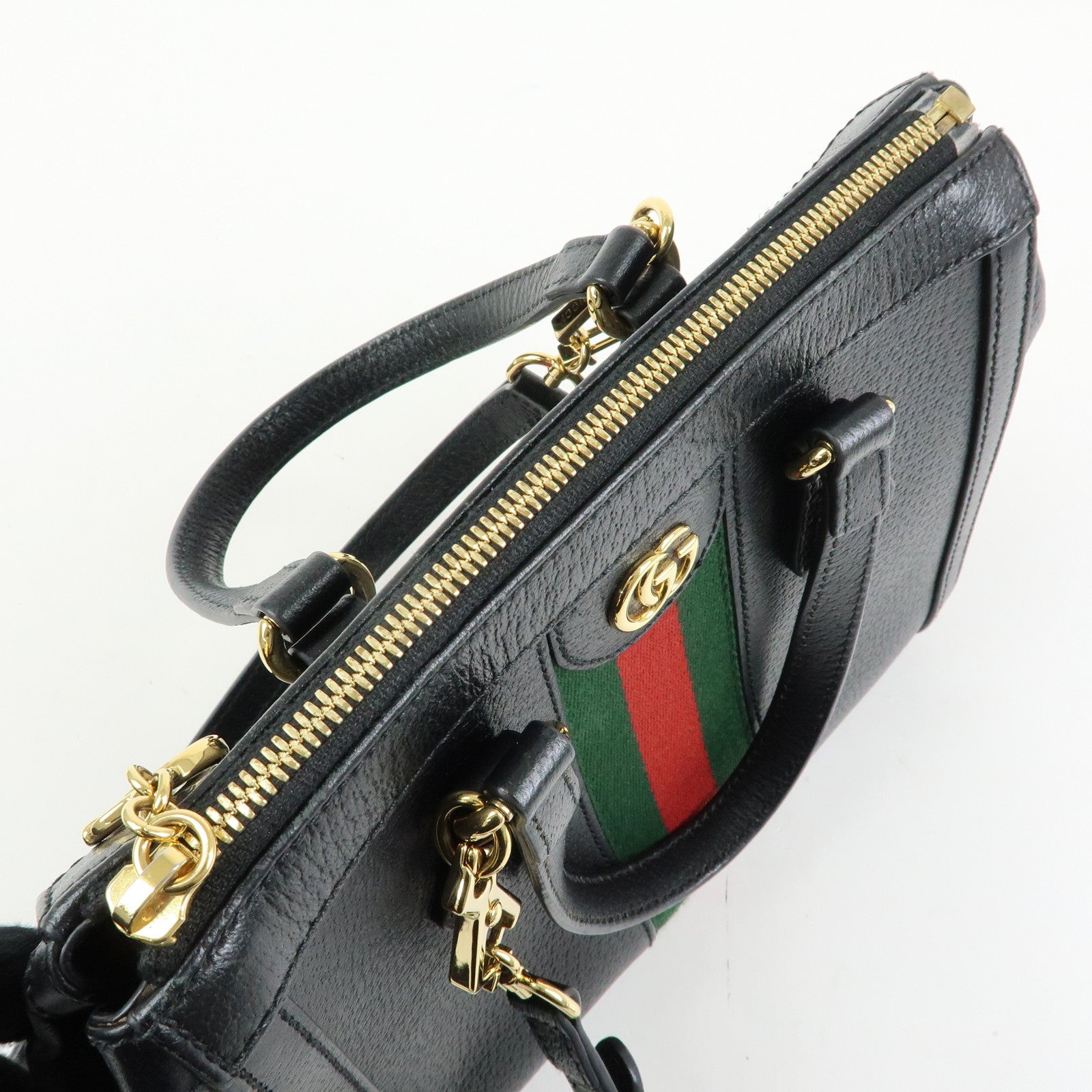 GUCCI Ophidia Sherry Leather 2Way Bag Shoulder Bag Hand Bag Black