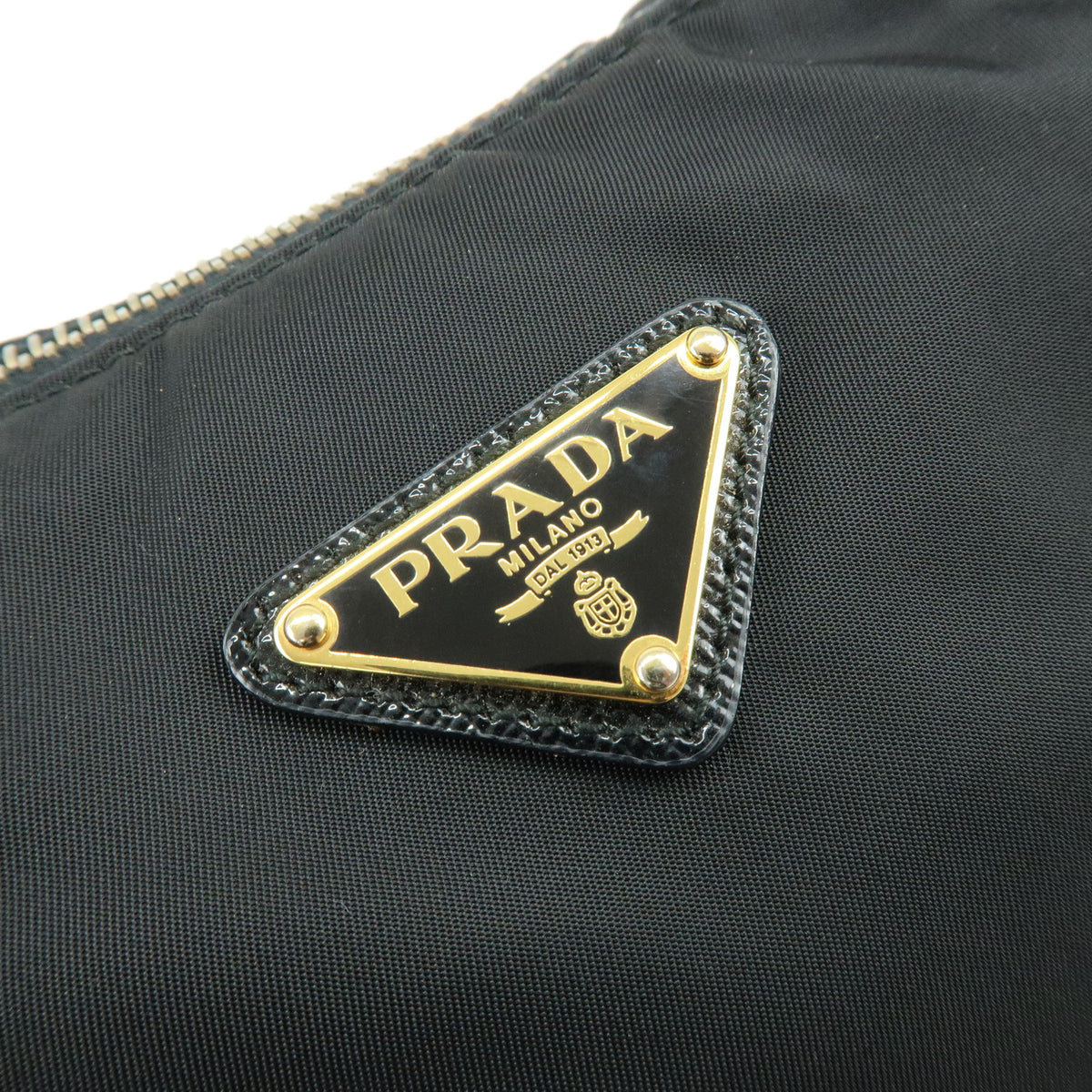PRADA Triangle Logo Nylon Saffiano Leather Shoulder Bag Black BR4983