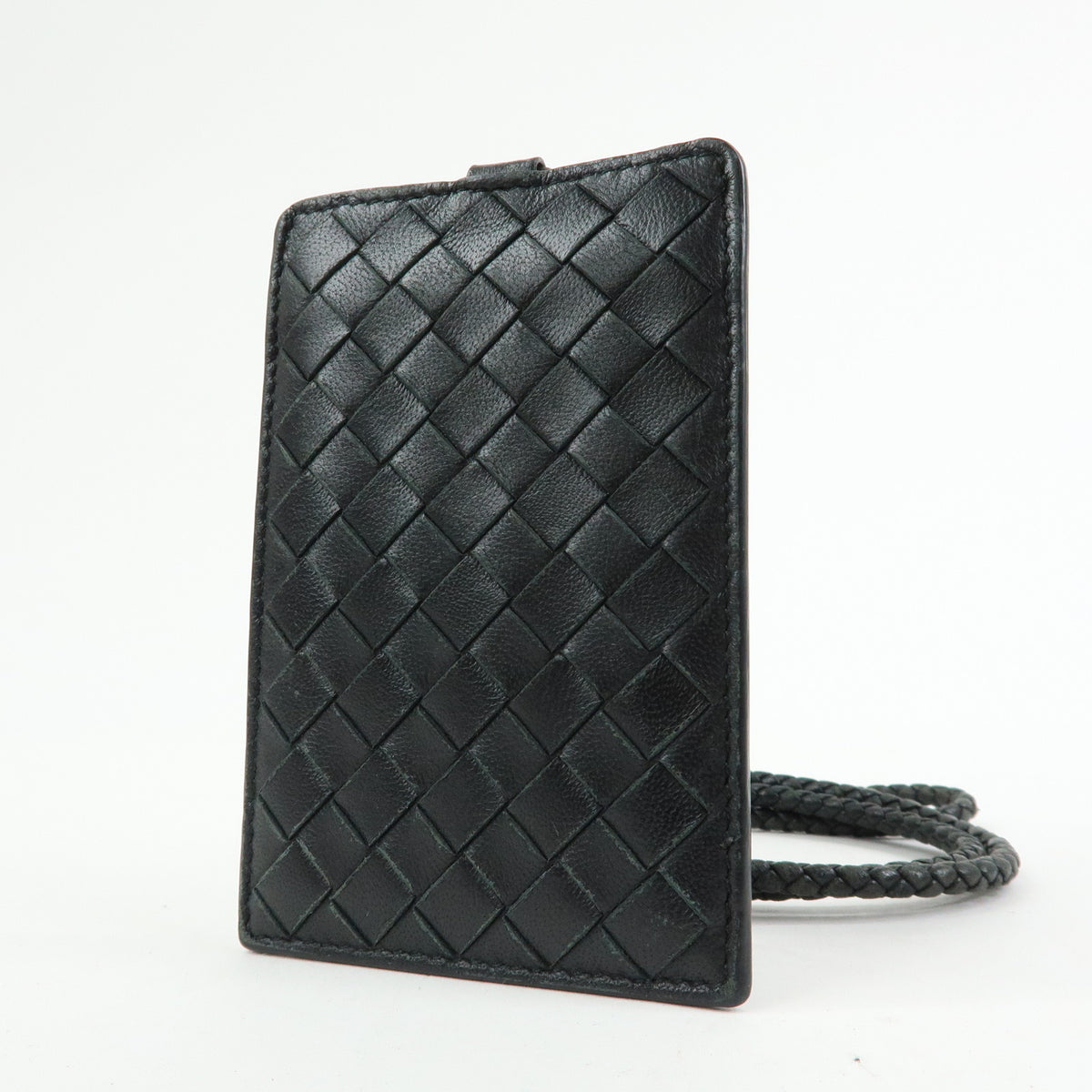BOTTEGA VENETA Intrecciato Leather Shoulder Card Case Black