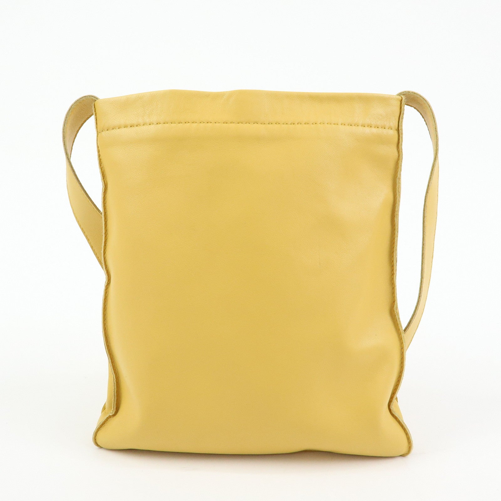 HERMES Clou de Selle Lamb Skin Shoulder Bag  □Q Stamped Yellow