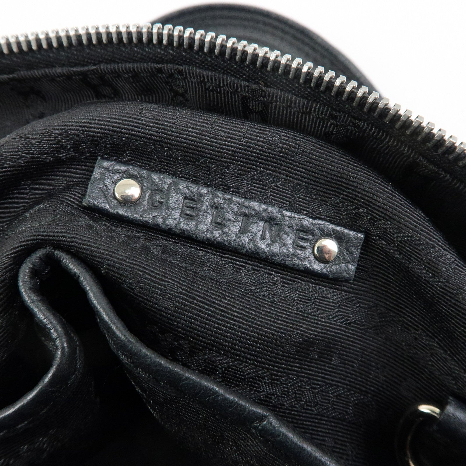 CELINE Macadam Leather Shoulder Bag Hand Bag Black