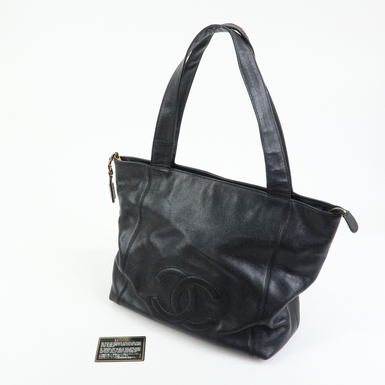 CHANEL COCO Mark Caviarskin Shoulder Bag Tote Bag Black
