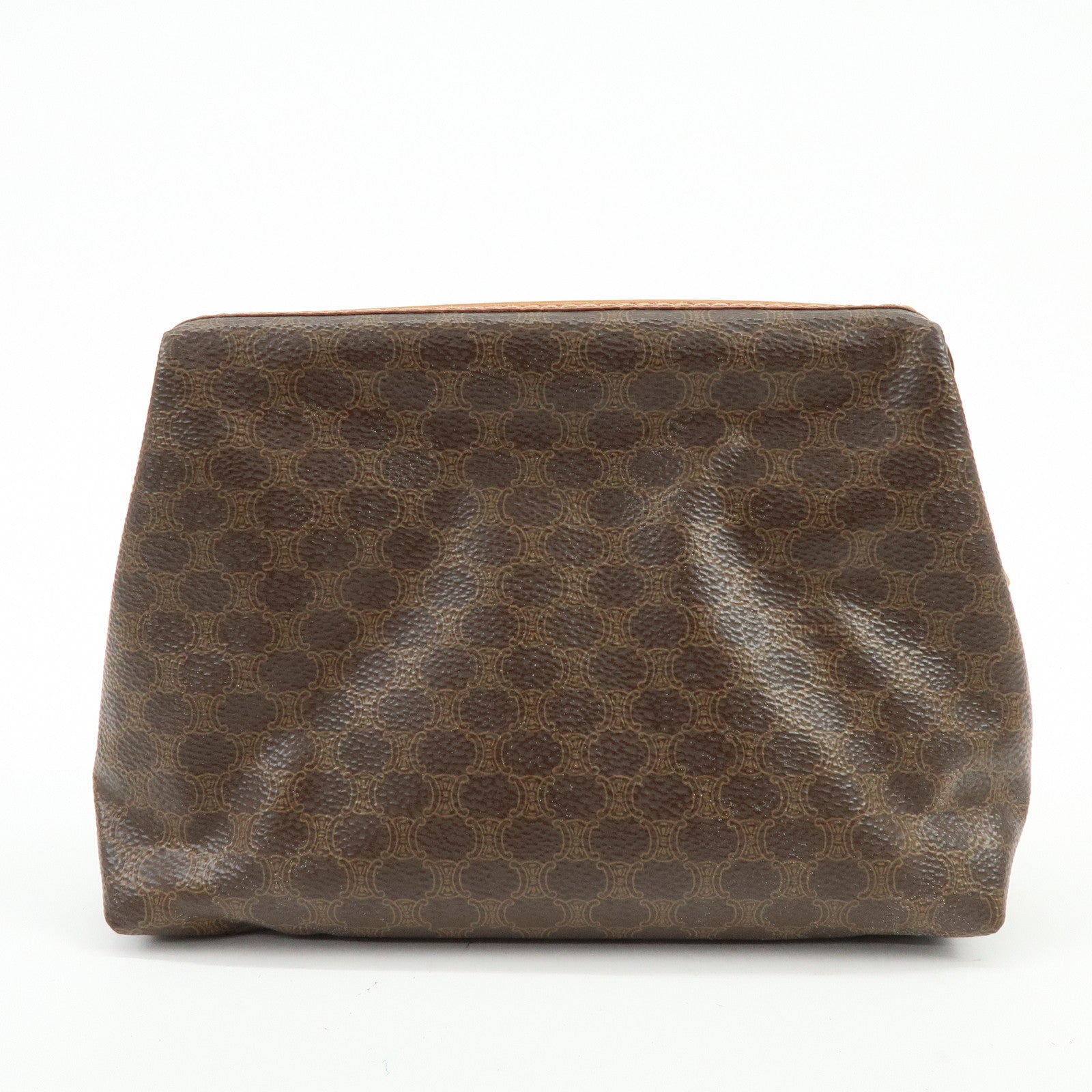 CELINE Macadam PVC Leather Pouch Cosmetic Pouch Brown