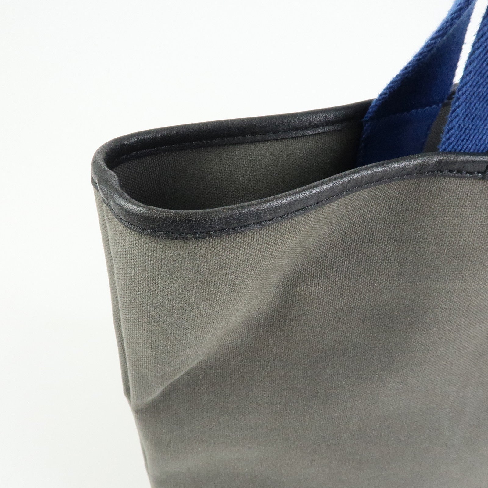 LOEWE Logo Canvas Leather Tote Bag Shoulder Bag Hand Bag Gray Blue