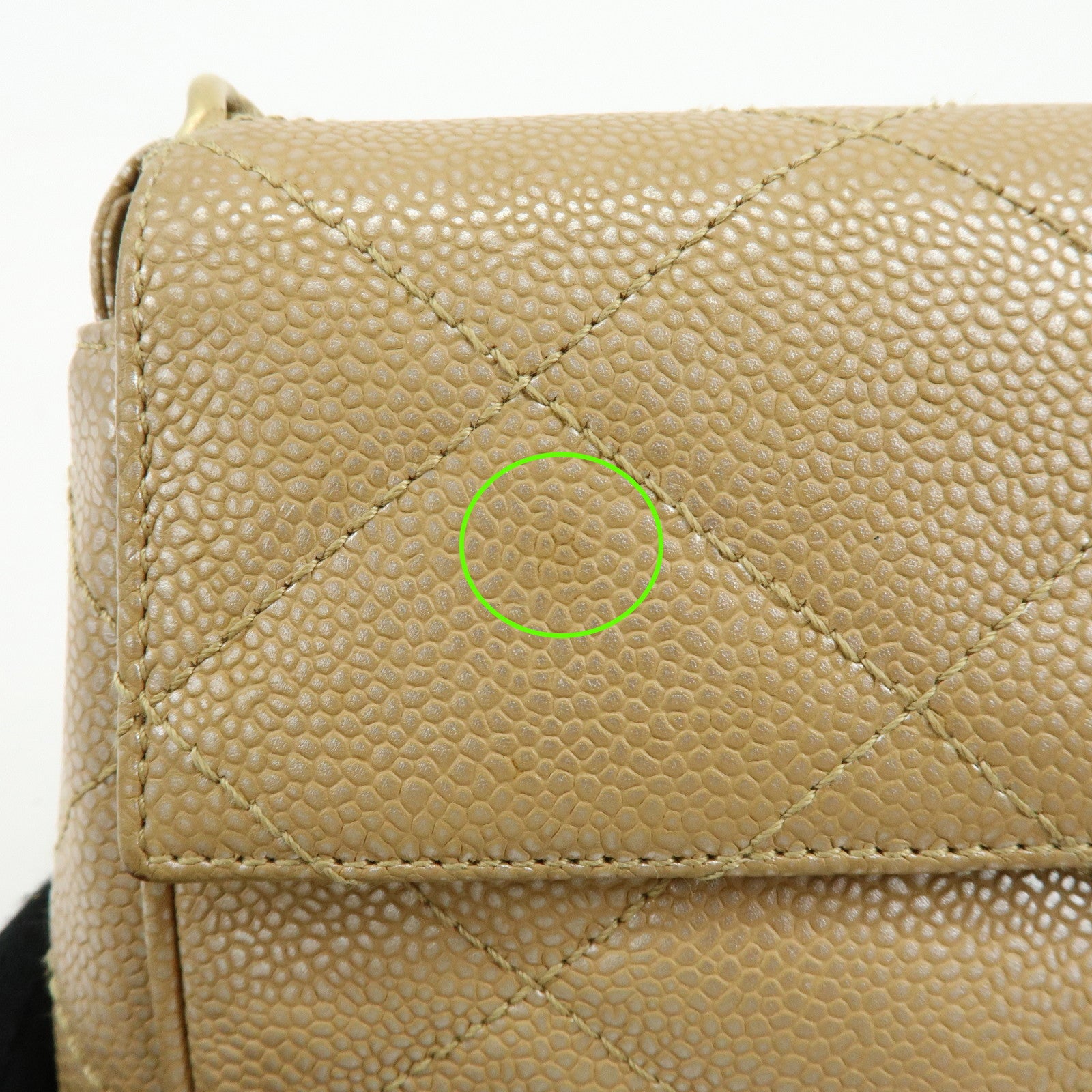 CHANEL COCO Mark Matelasse Caviarskin Flap Chain Shoulder Bag Beige