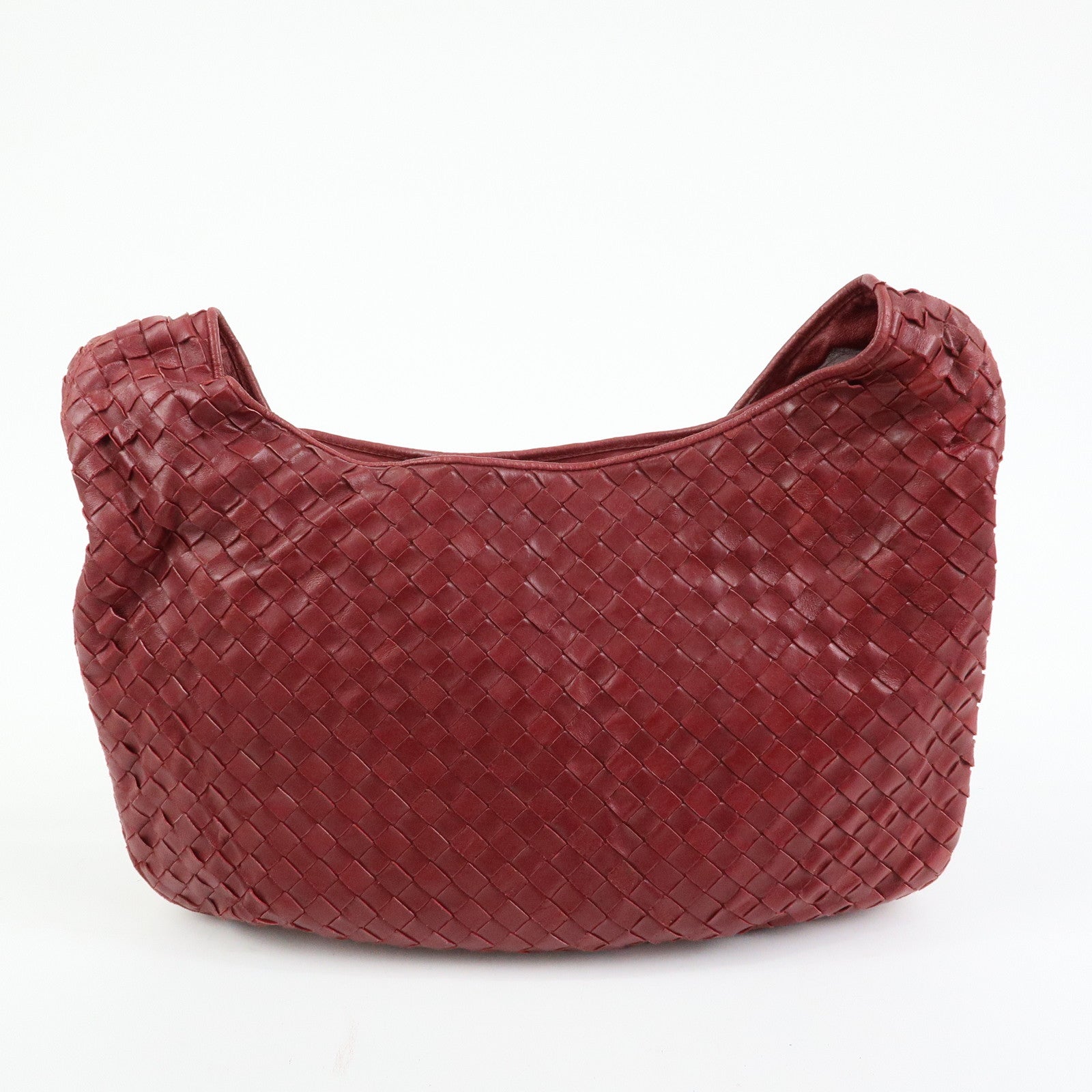 BOTTEGA VENETA Intrecciato Leather Shoulder Bag Crossbody Bag Wine Red