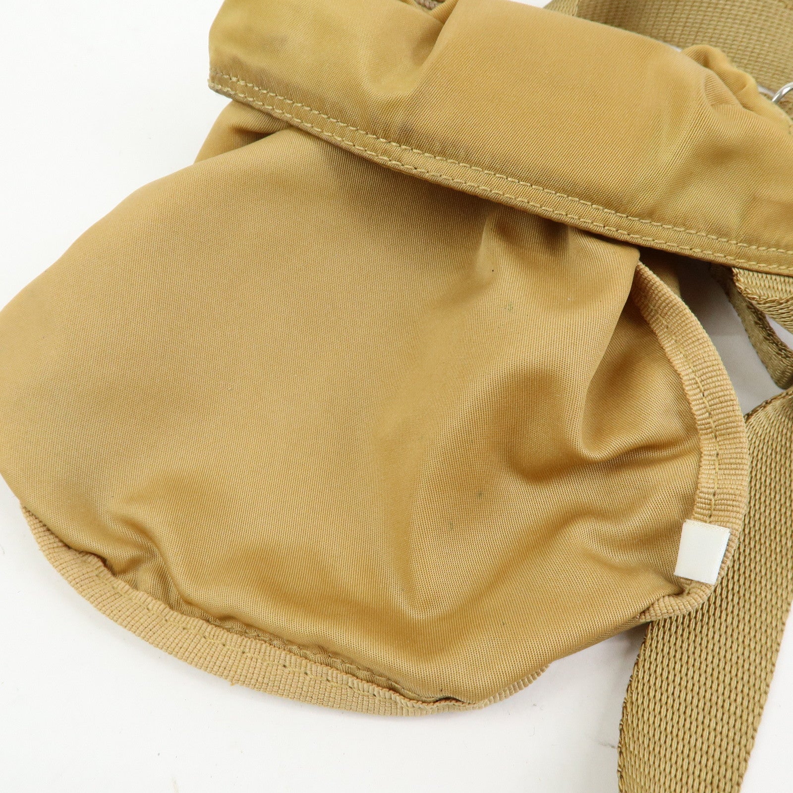 PRADA Triangle Logo Nylon Shoulder Crossbody Bag Light Brown B7792