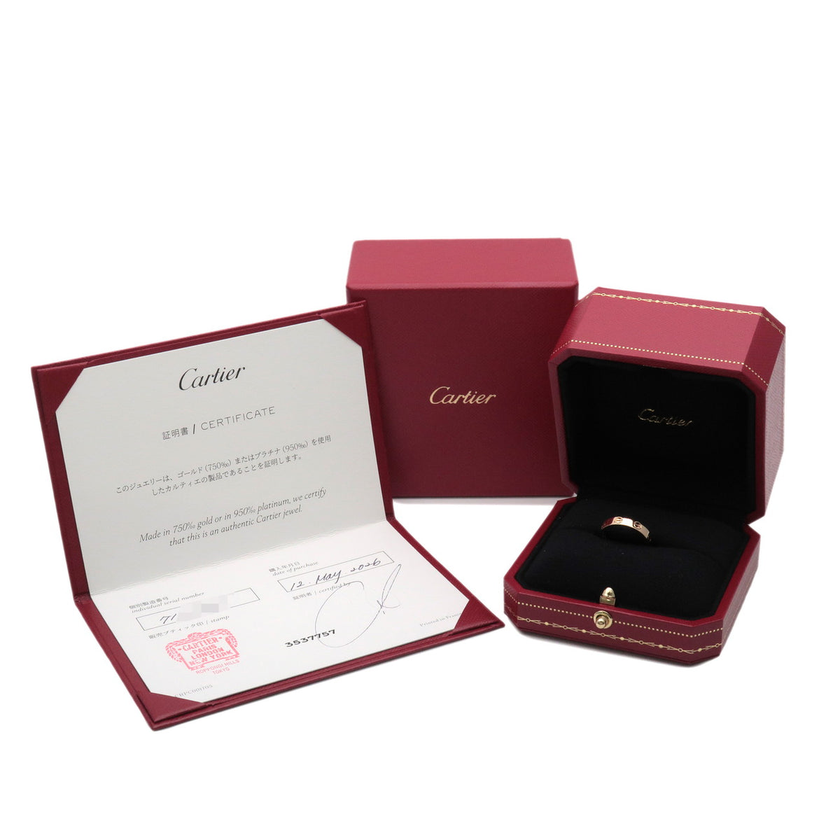 Cartier Mini Love Ring K18 750YG Yellow Gold #48 US4.5 EU48 HK9.5