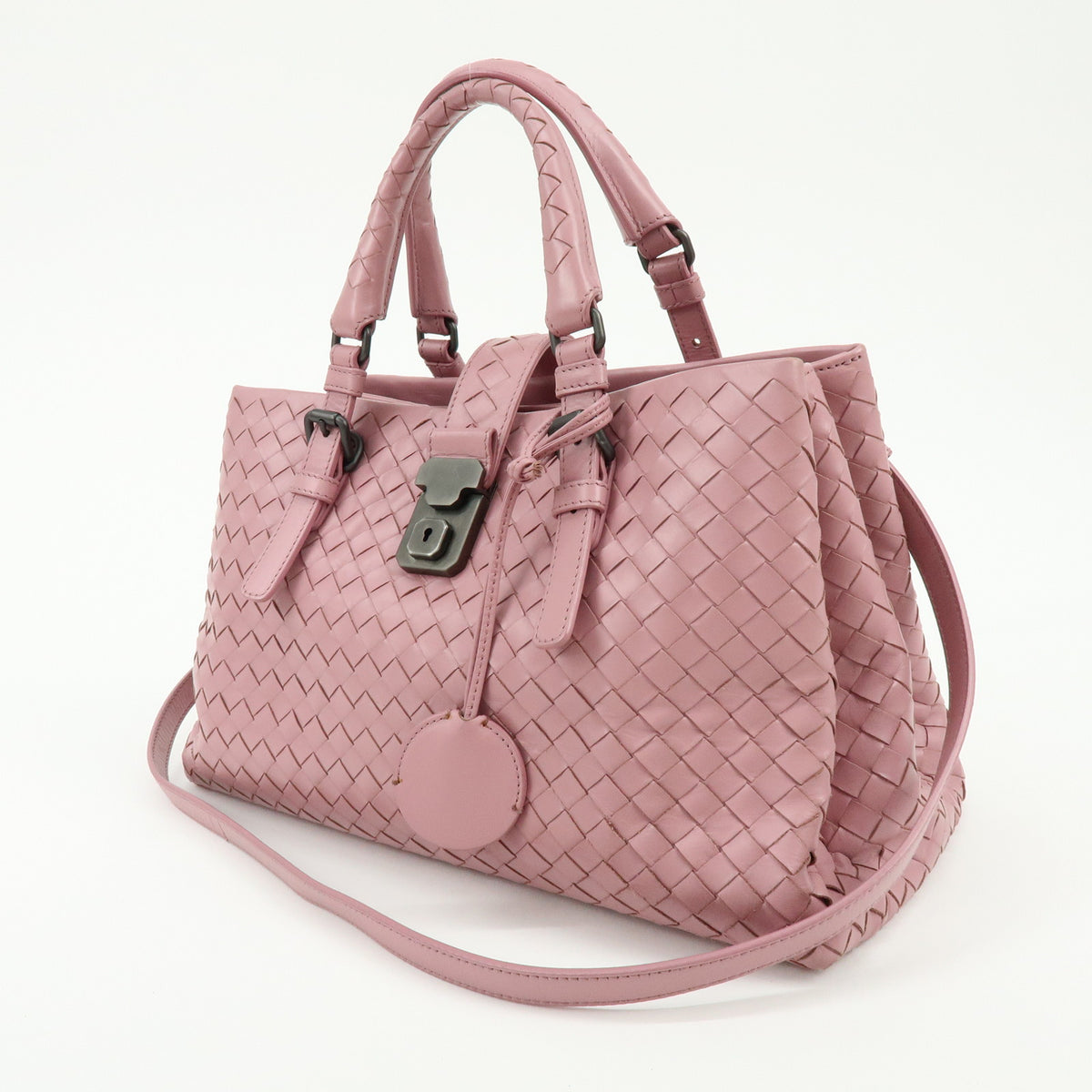 BOTTEGA VENETA Intrecciato Rome Leather 2Way Shoulder Bag Hand Bag Pink