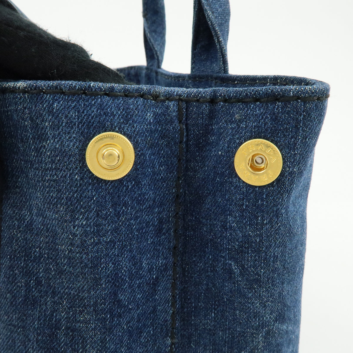 PRADA Canapa Mini Triangle Logo Denim 2Way Bag Hand Bag Blue 1BG439