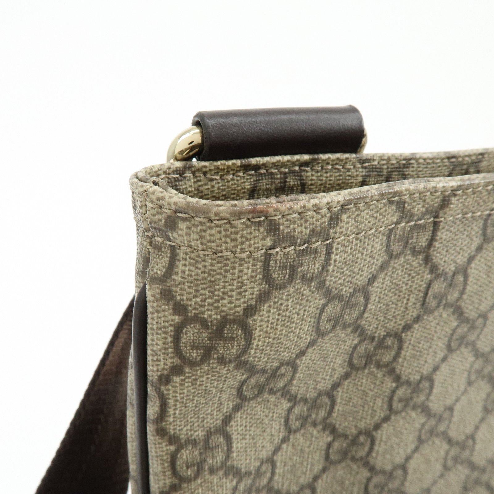 GUCCI GG Supreme Leather Shoulder Bag Crossbody Bag Brown Beige 201446