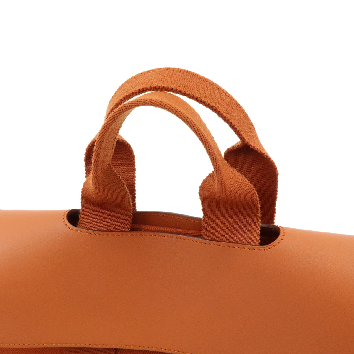 HERMES Valparaiso PM Toile Shevron Leather Tote Bag Hand Bag Potiron