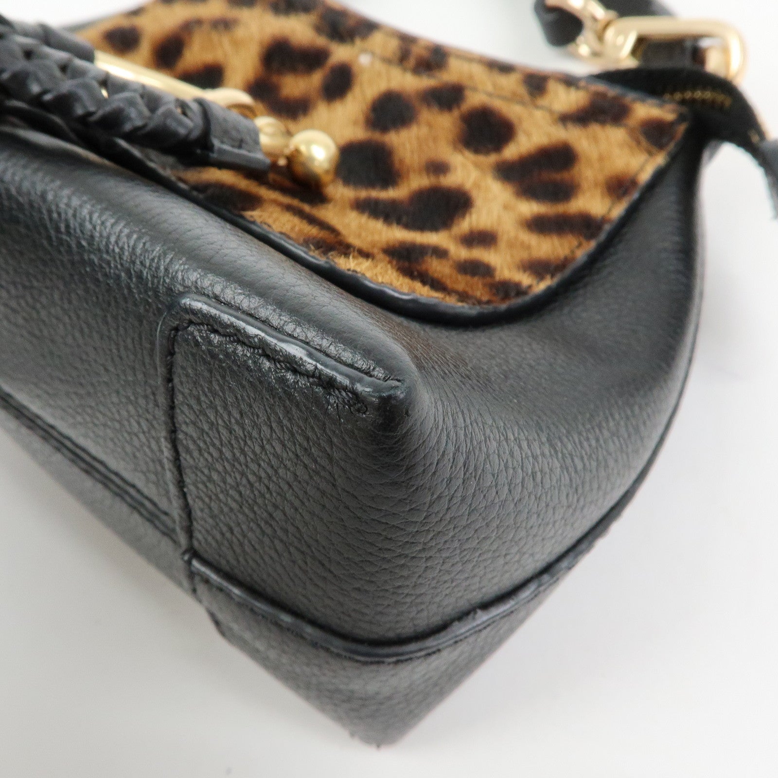 Chloe See By Chloe Joan Leather Unborn Calf 2Way Bag Leopard Black