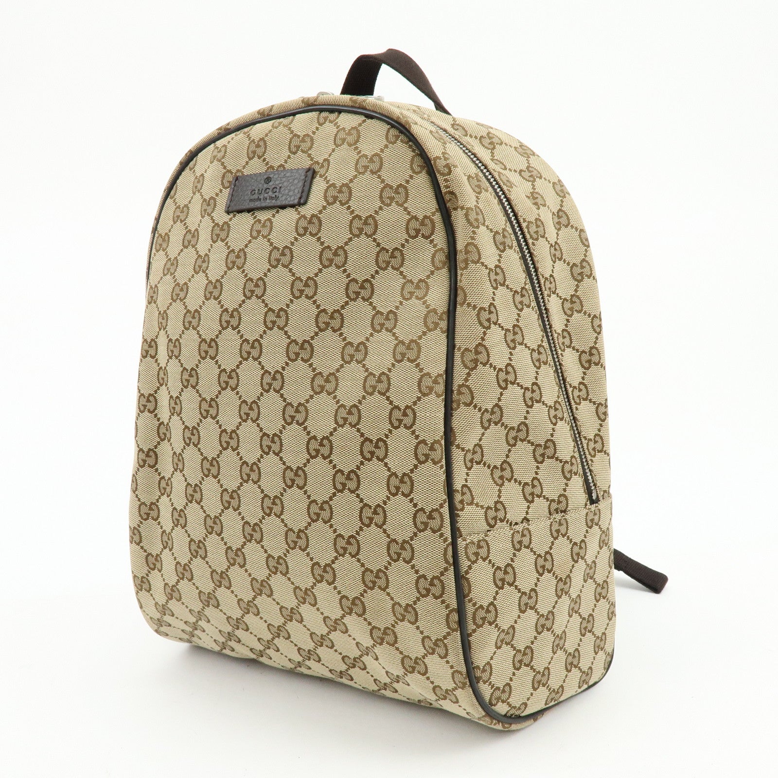 GUCCI GG Canvas Leather Backpack Rucksuck Beige Brown 449906