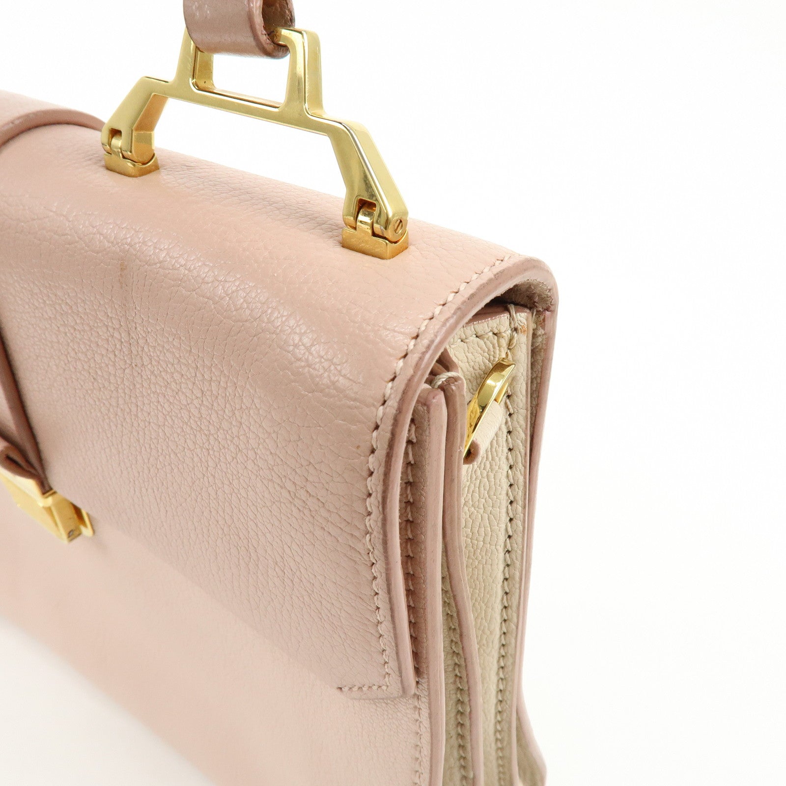 MIU MIU Madras Leather 2Way Bag Shoulder Bag Bi-Color Light Pink