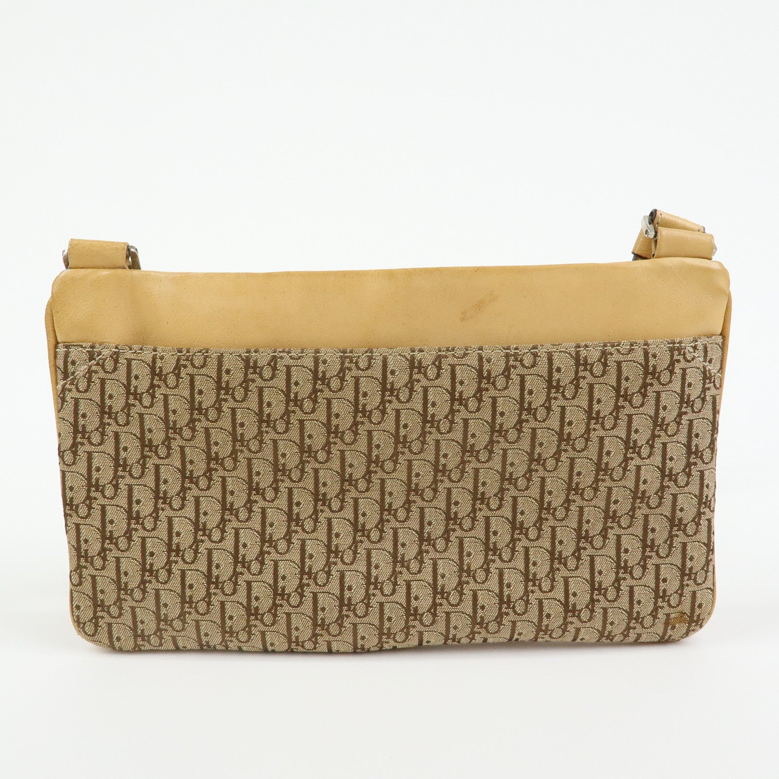 Christian Dior Trotter Street Chic Canvas Leather Shoulder Bag Beige