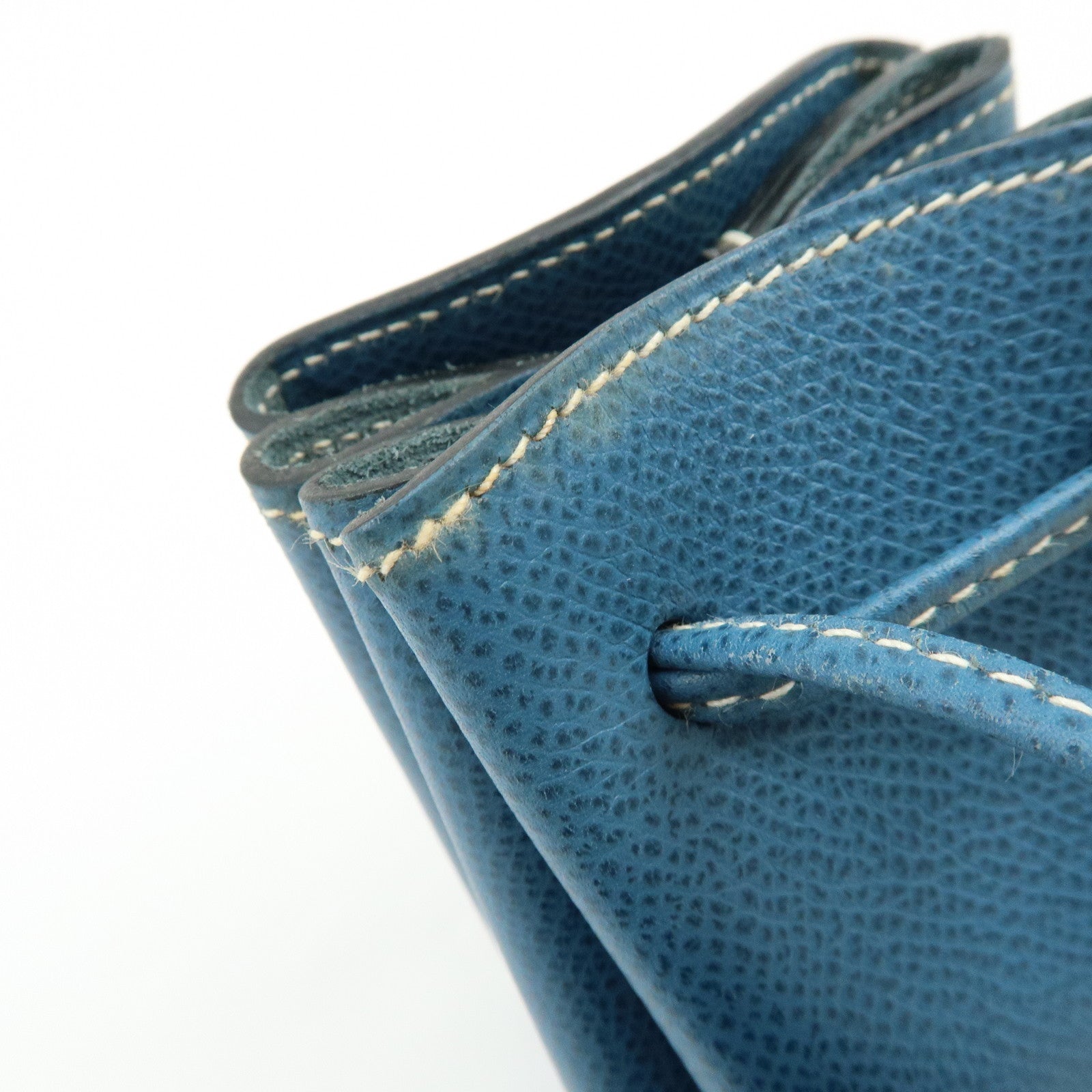 HERMES Courchevel Leather Pouch Blue Jean □G Stamped Blue Jean