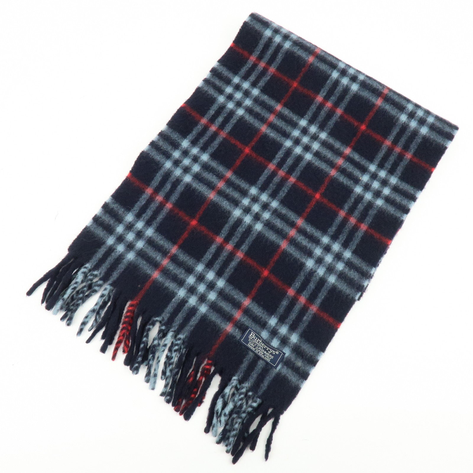 BURBERRY Nova Plaid Lot of 2 Cashmere100% Scarf Stole Red Navy