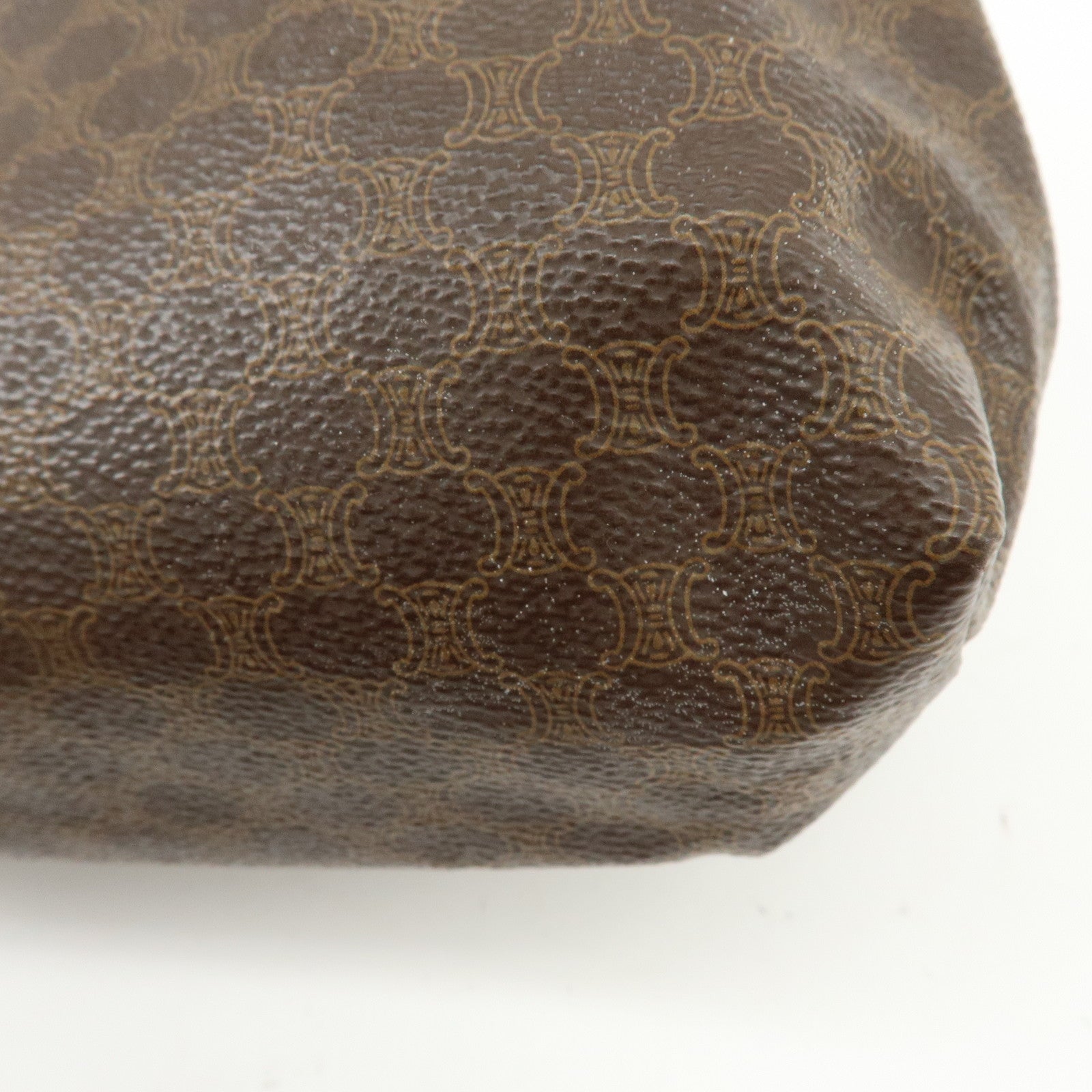 CELINE Macadam PVC Leather Pouch Cosmetic Pouch Brown