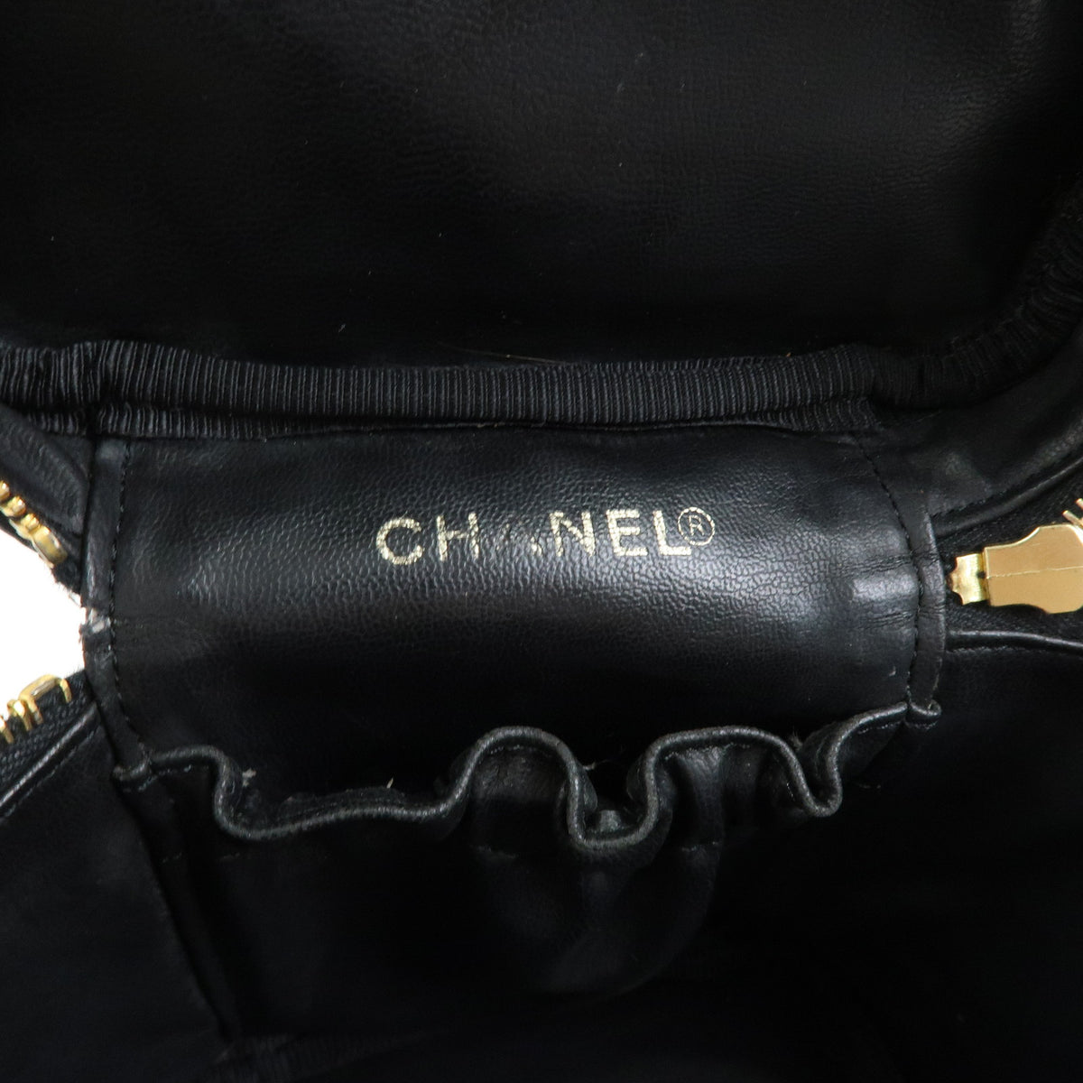 CHANEL COCO Mark Caviarskin Vanity Bag Cosmetic Bag Black A01998