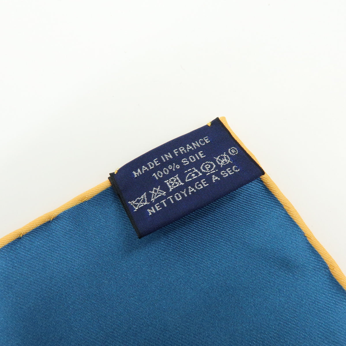 HERMES Carre Double Face 90 Silk 100% Scarf Les Mustangs Marble Navy