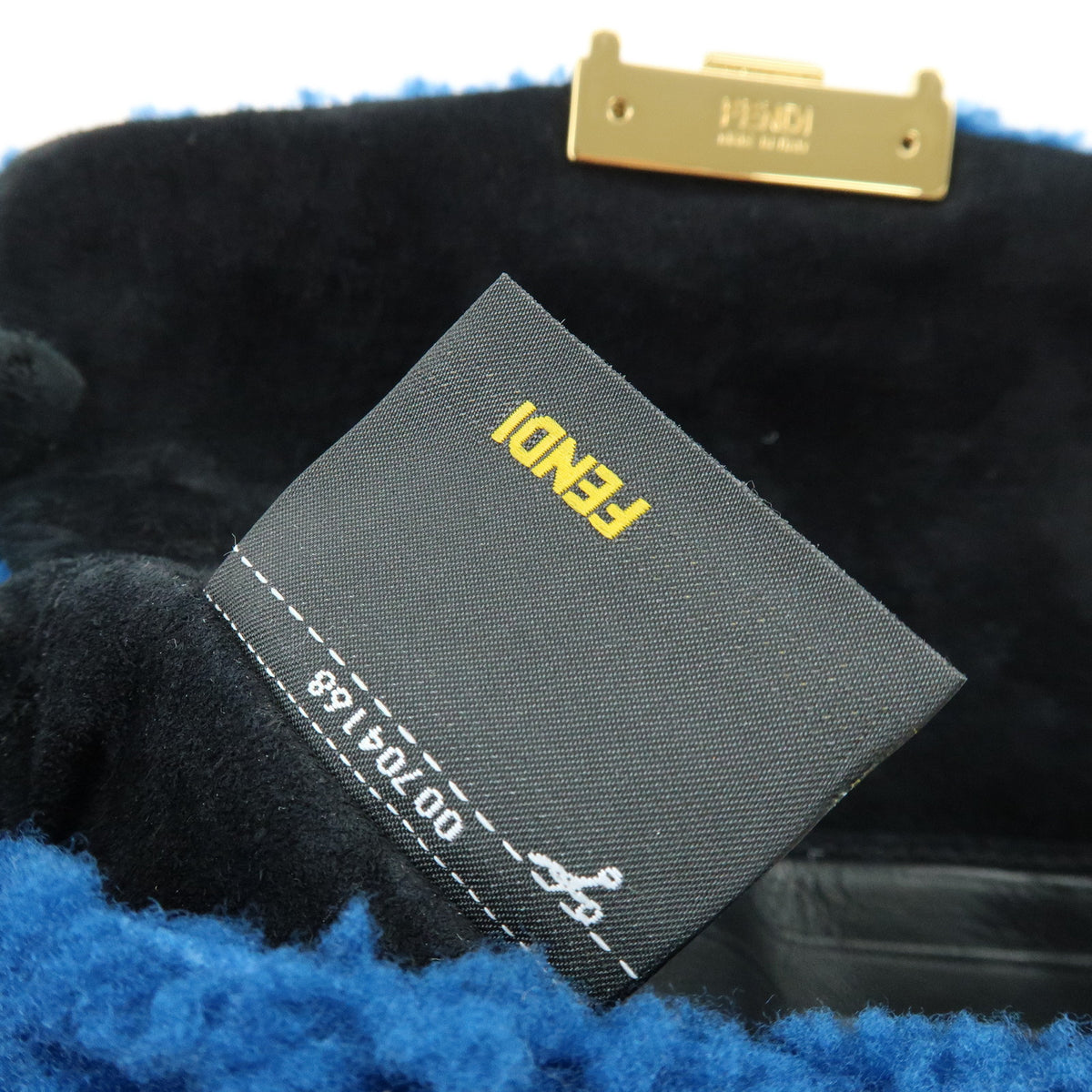 FENDI Mini Be Baguette Mouton Leather Shoulder Bag Blue 8M0315