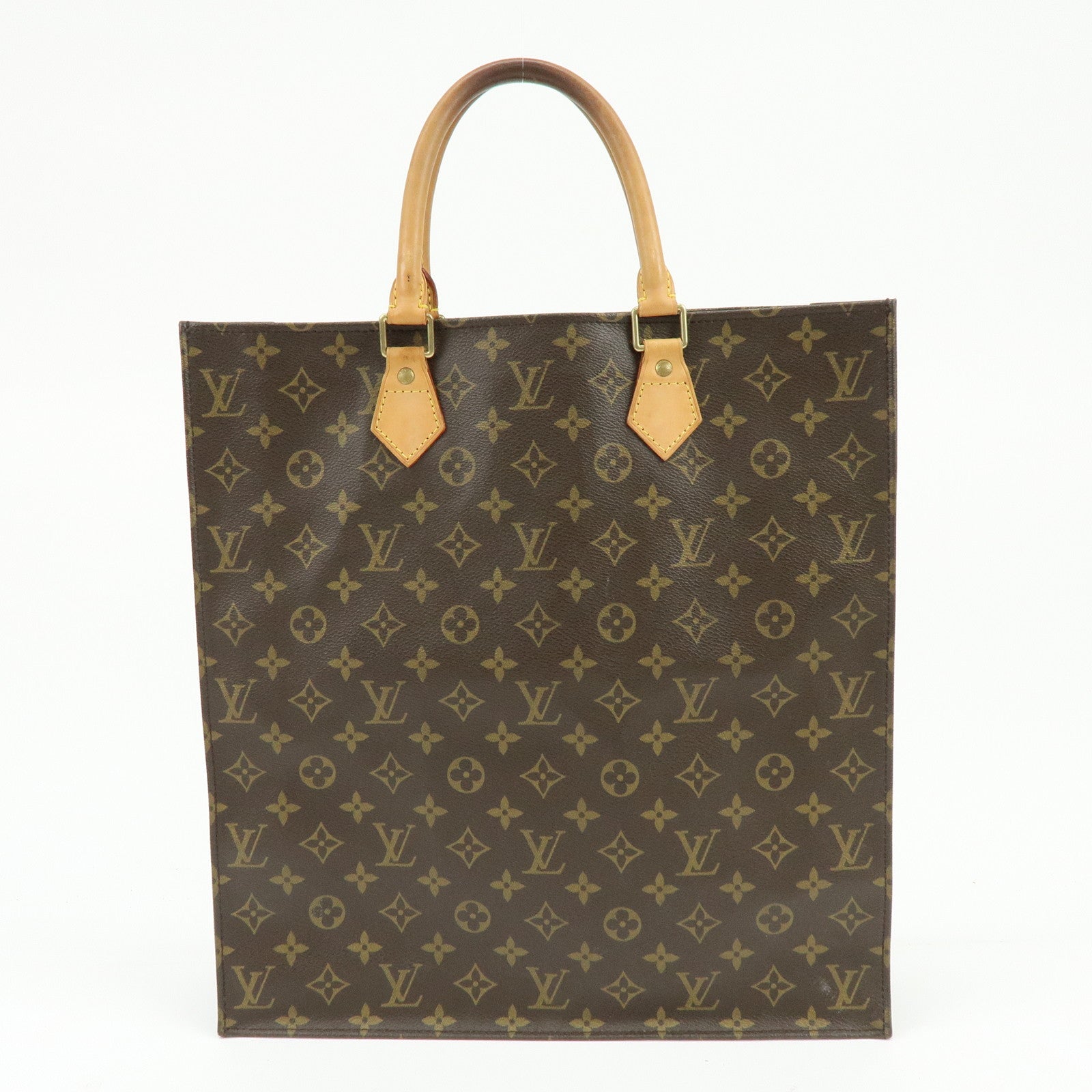 Louis Vuitton Monogram Sac Plat Tote Bag Hand Bag Brown M51140