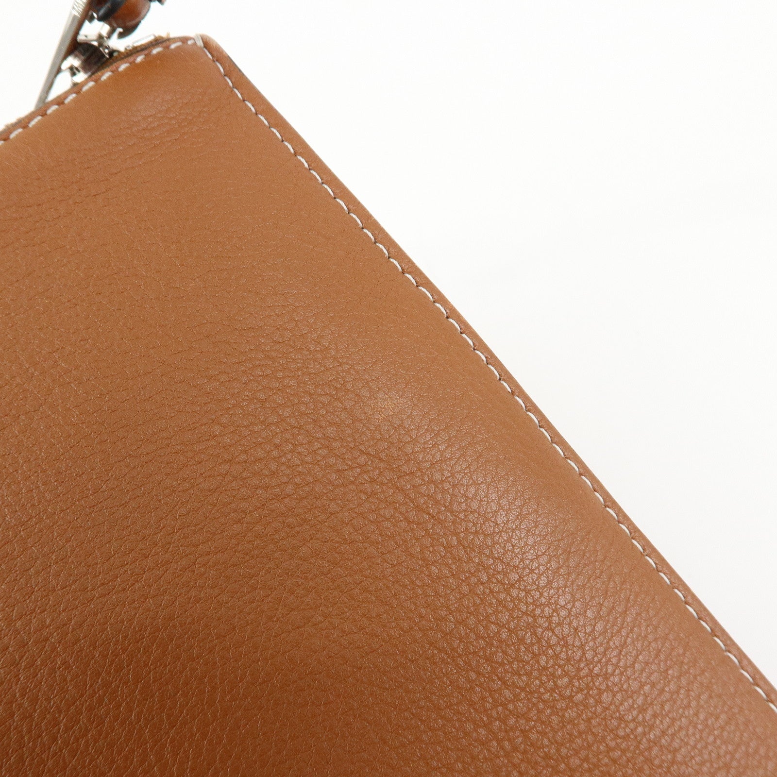 Loewe Anagram Puzzle Leather Suede Canvas Clutch Bag Blue Brown Beige