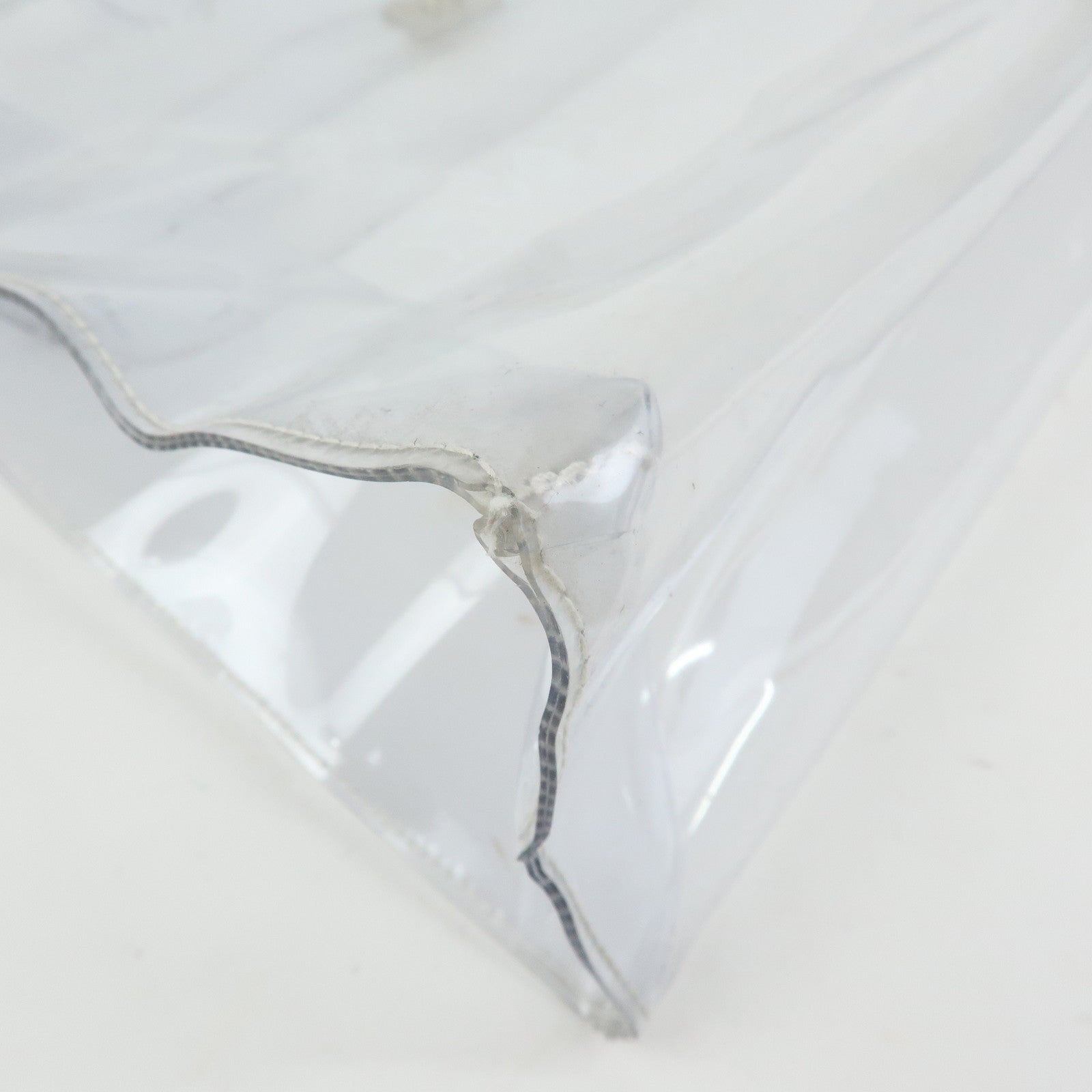HERMES Kelly Vinyl Hand Bag Clear Transparent Gold