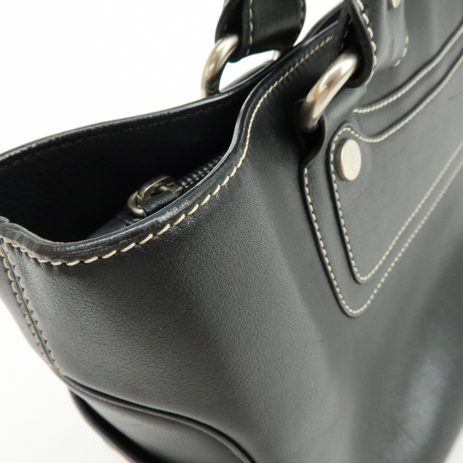 CELINE Boogie Bag Leather Hand Bag Tote Bag Black