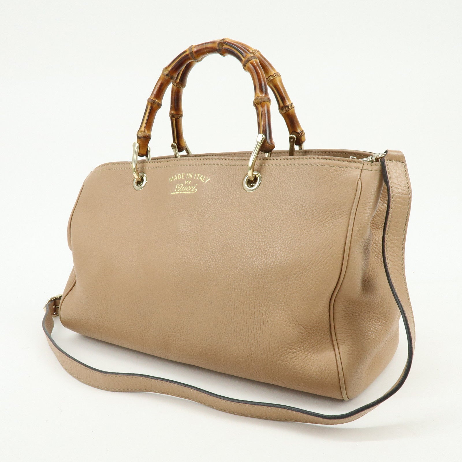 GUCCI Bamboo Shopper Medium 2Way Bag Shoulder Bag Pink Beige 323660