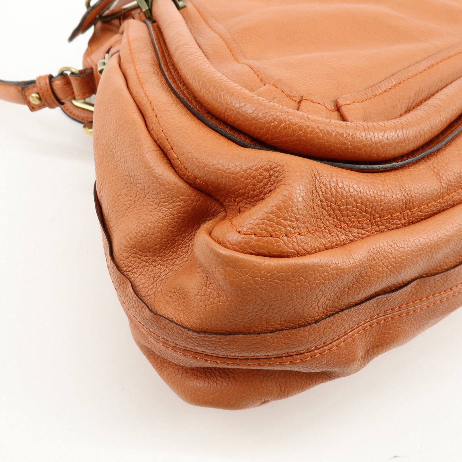 Chloe Paraty Leather 2Way Bag Shoulder Bag Hand Bag Orange