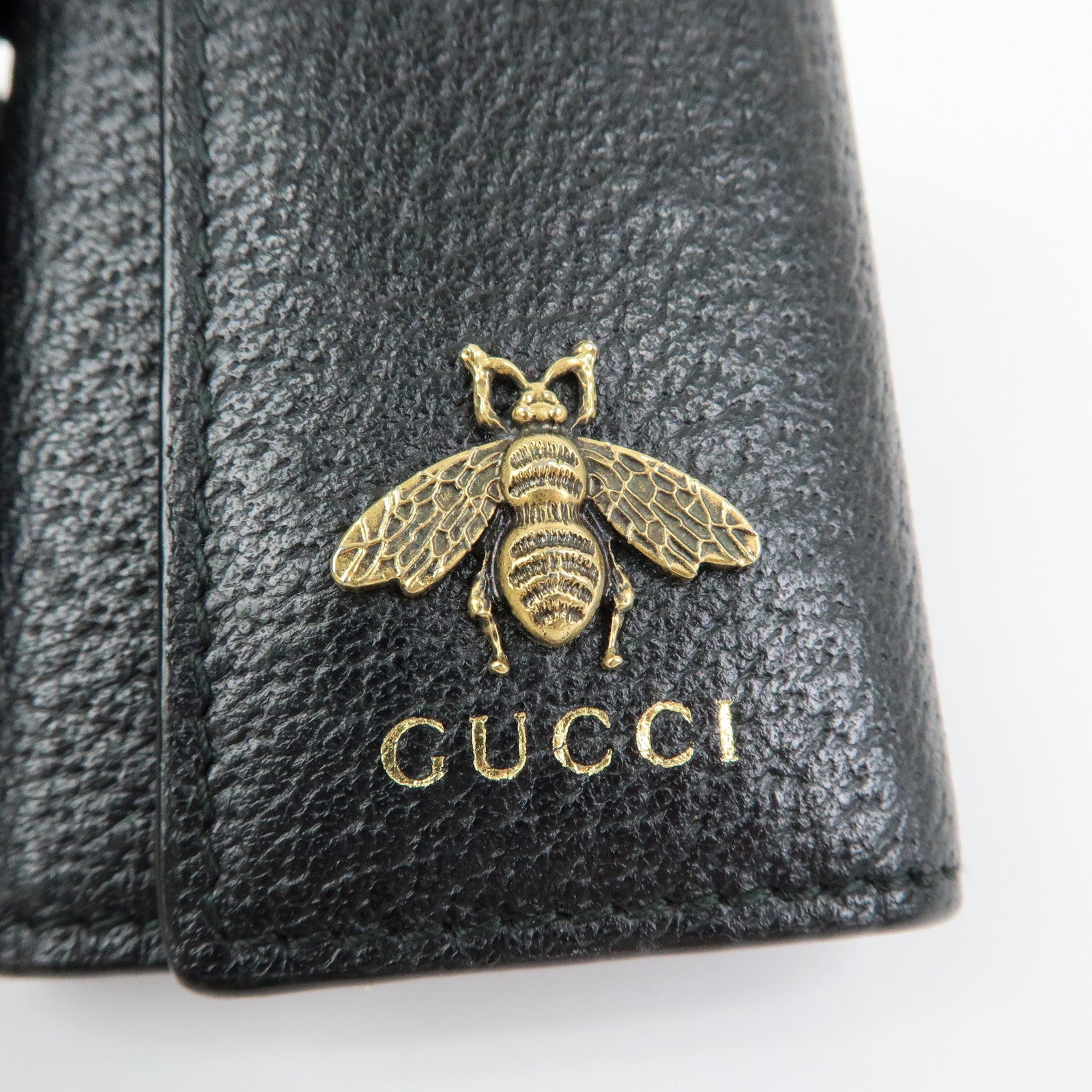 GUCCI Animalier Bee Leather 6 Ring Key Case Key Holder Black 523683