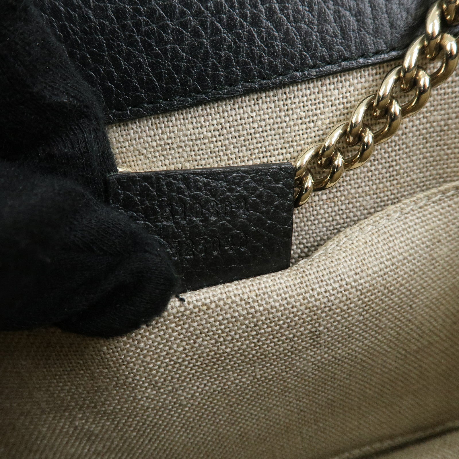 GUCCI Interlocking G Leather Chain Flap Shoulder Bag Black 510304