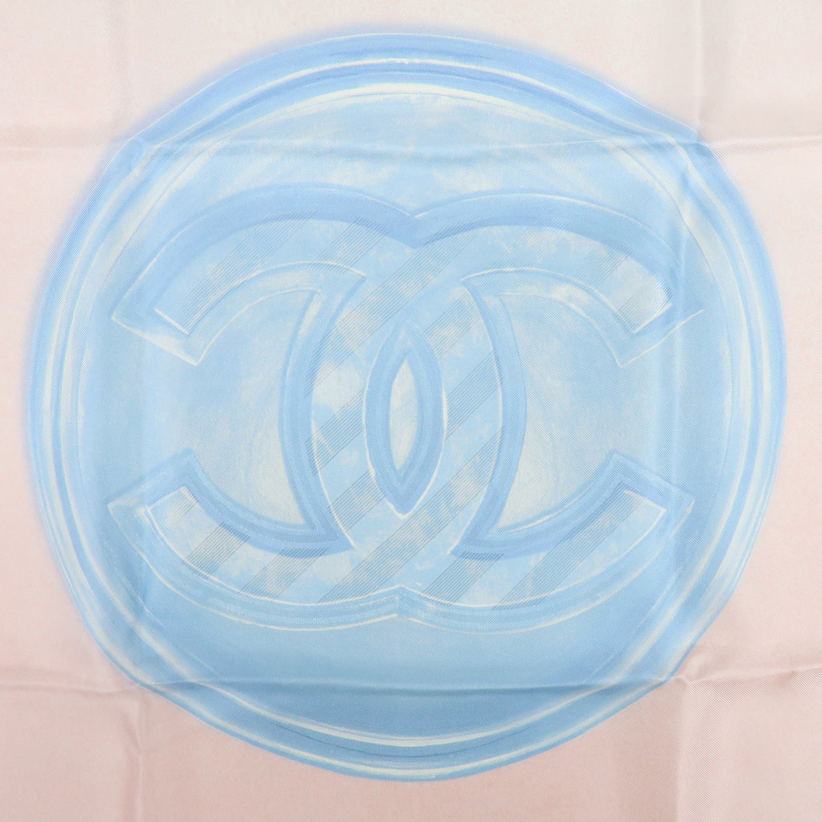 CHANEL COCO Mark Silk 100% Scarf Pink Sky Blue White