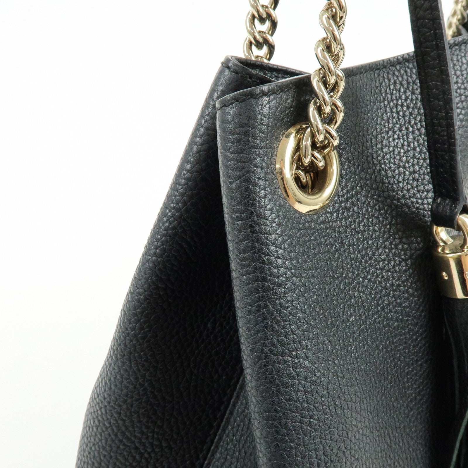 GUCCI SOHO Interlocking G Leather Chain Shoulder Bag Black 536196