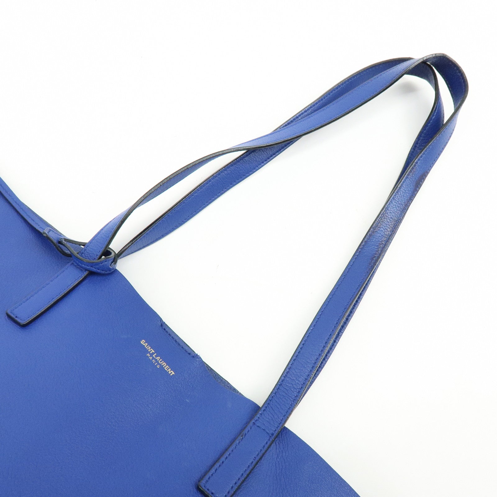 SAINT LAURENT PARIS Cassandra Leather Sac Shopping Bag Blue 394195