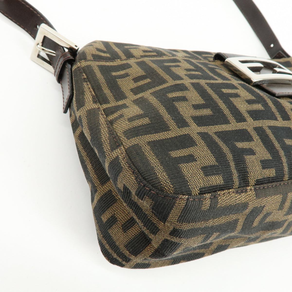 FENDI Zucca Canvas Leather Shoulder Bag Hand Bag Brown Black 26566