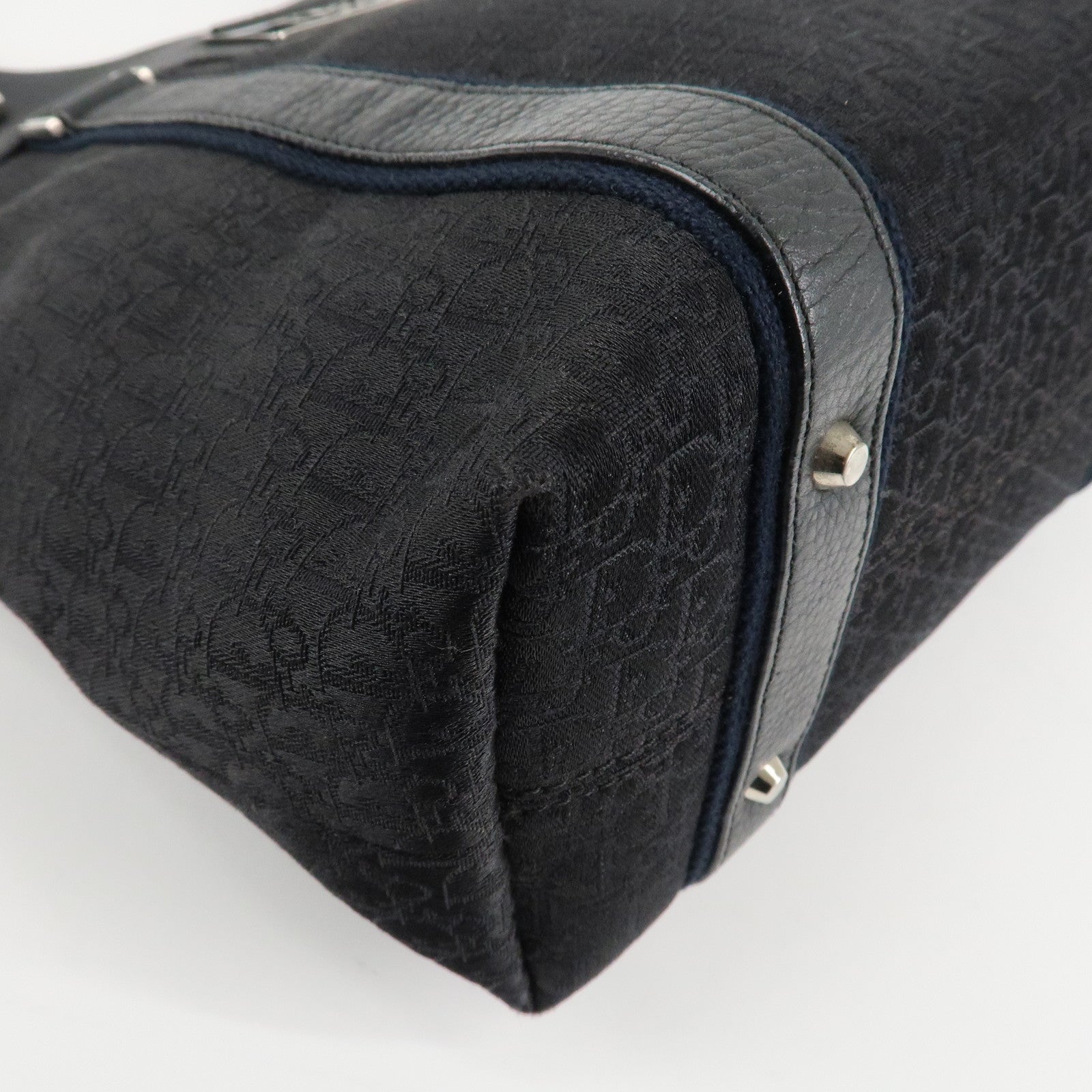 Christian Dior Street Chic Trotter Canvas Leather Tote Bag Black Used