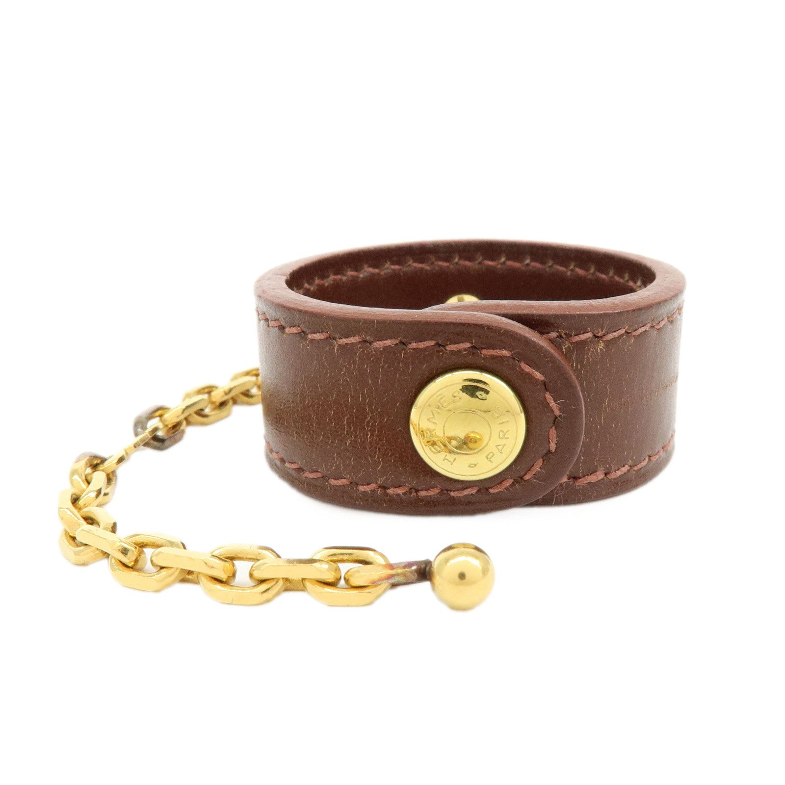 HERMES Leather Metal Nomad Glove Holder Bag Charm Brown