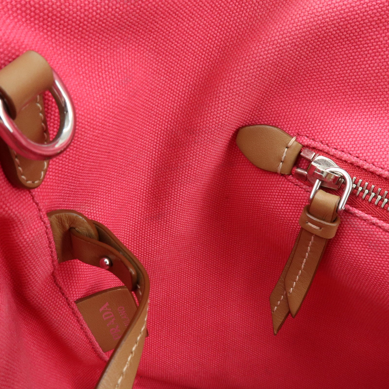 PRADA Canapa Triangle Logo Canvas 2Way Bag Hand Bag Pink 1BG163