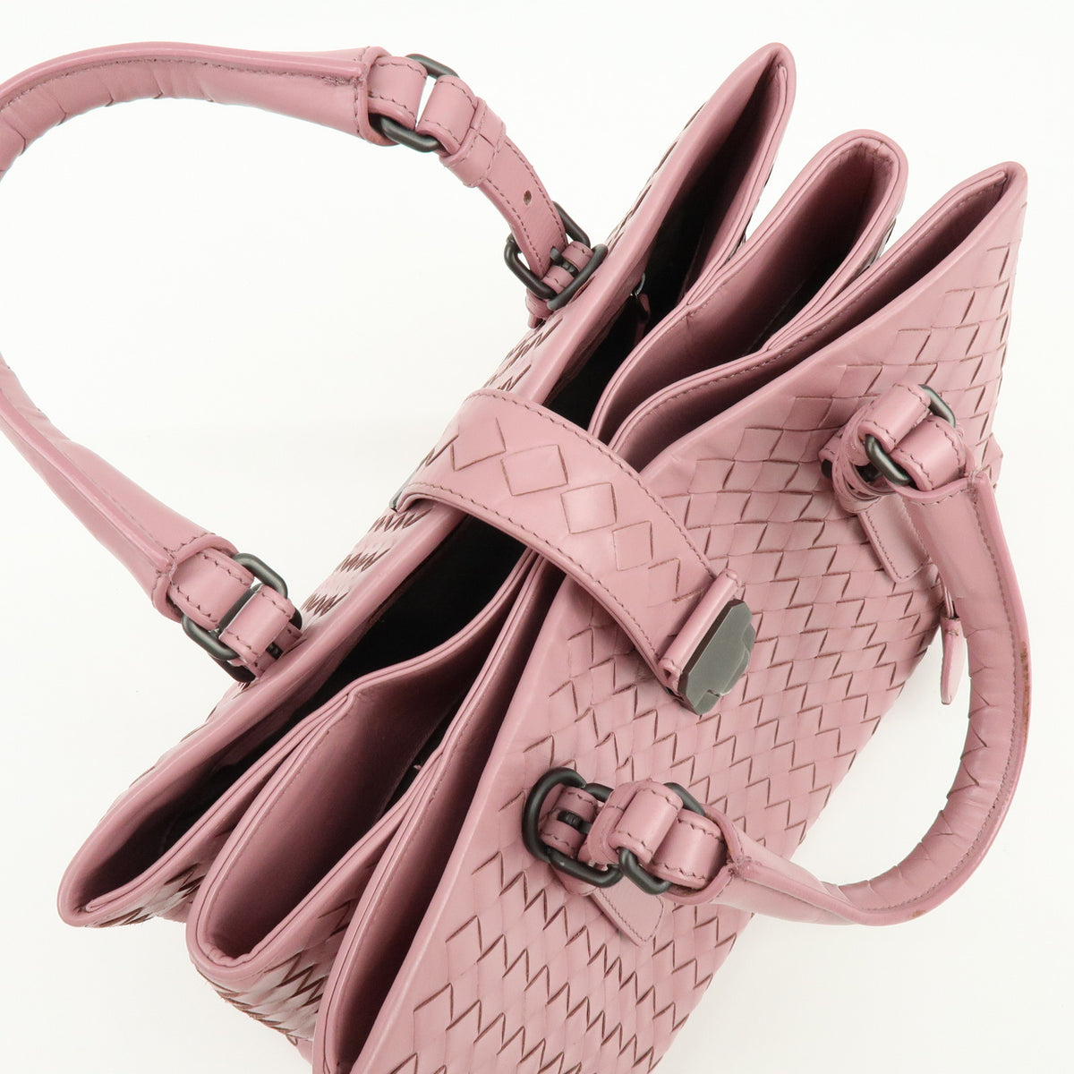 BOTTEGA VENETA Intrecciato Rome Leather 2Way Shoulder Bag Hand Bag Pink