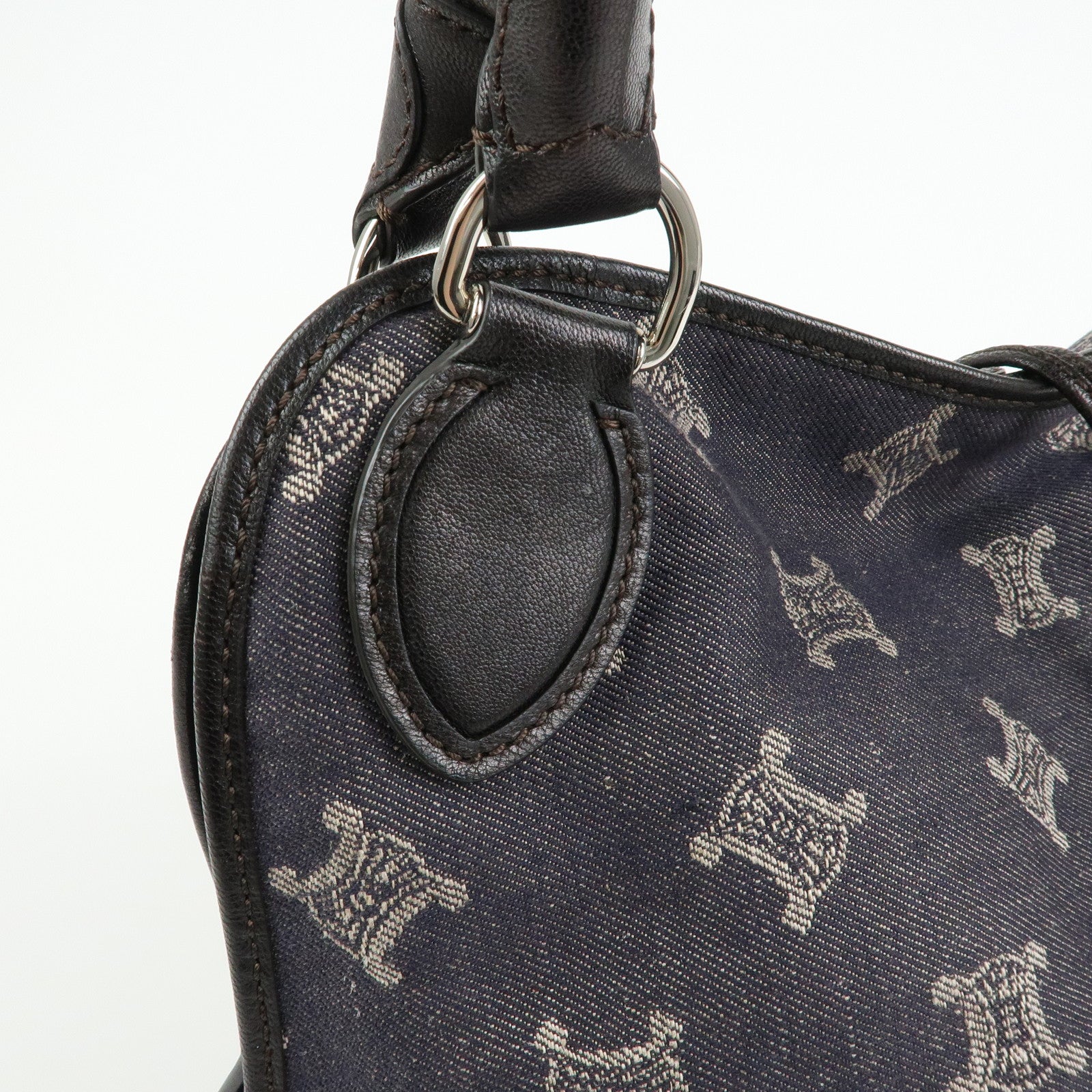 CELINE Macadam Bittersweet Denim Leather Shoulder Bag Indigo Blue Black
