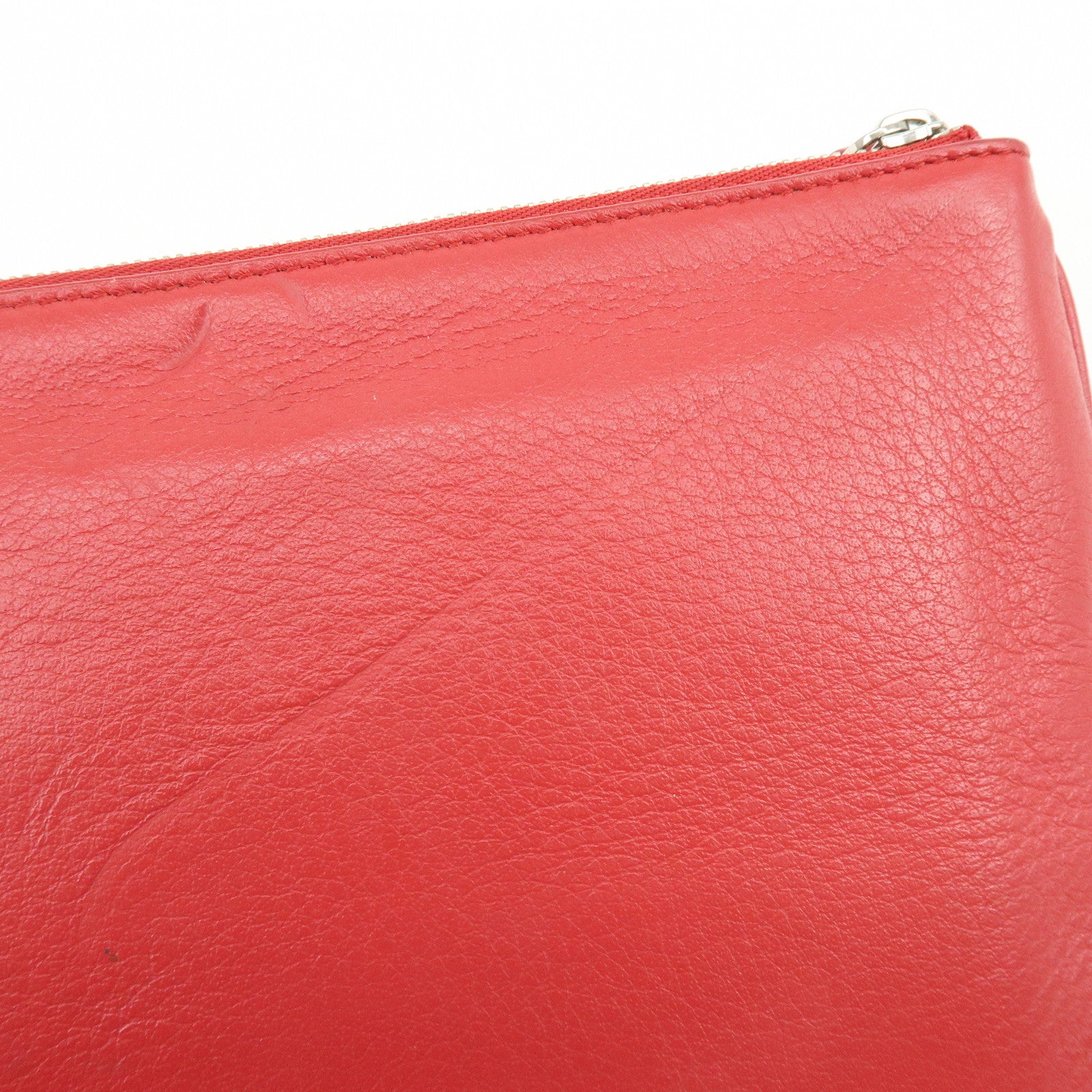 BALENCIAGA Leather Everyday Pouch Clutch Bag Flat Pouch Red 551992