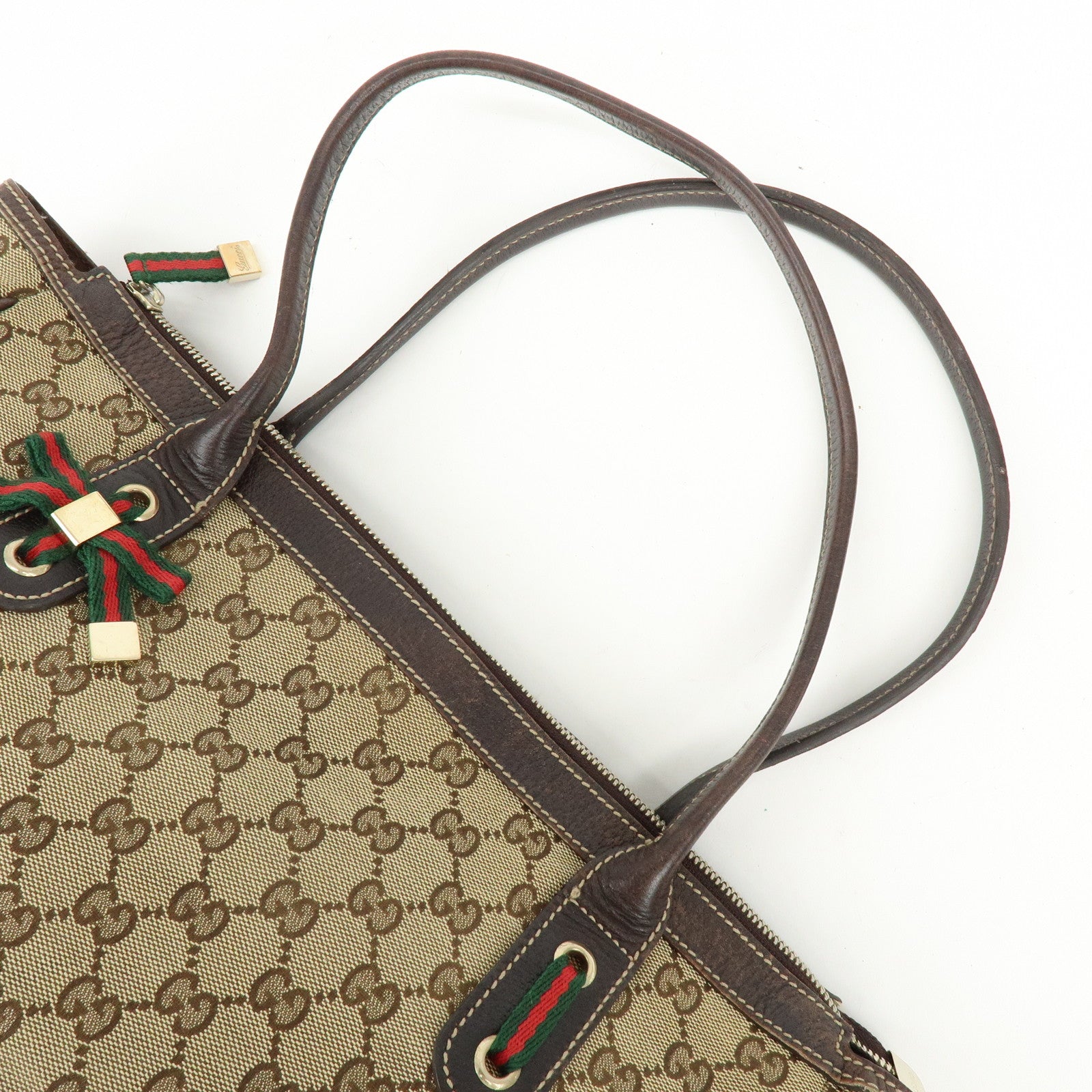 GUCCI Sherry Princy GG Canvas Leather Tote Bag Shoulder Bag 177052
