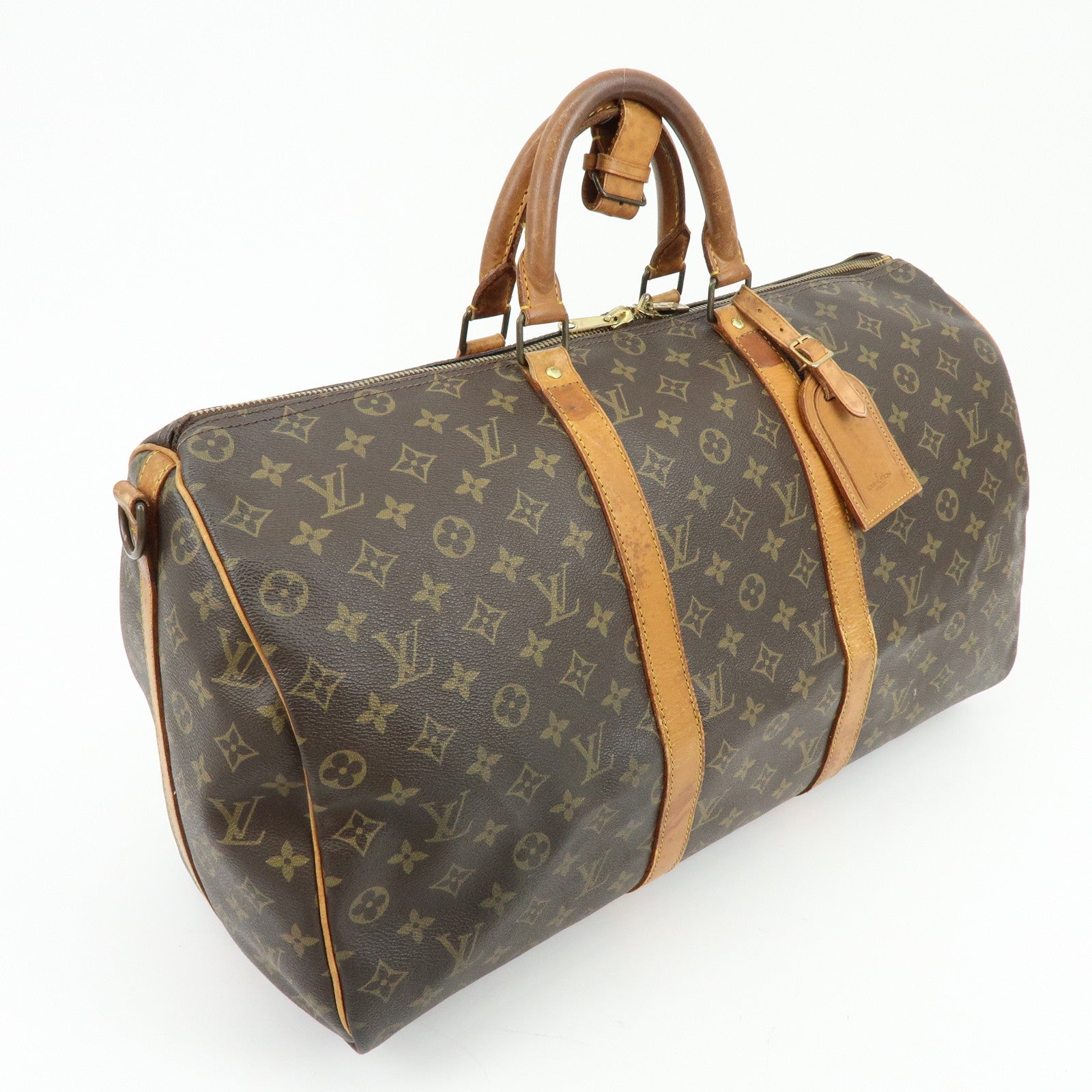 Louis Vuitton Monogram Keep All Bandouliere 50 Boston Bag Brown M41416